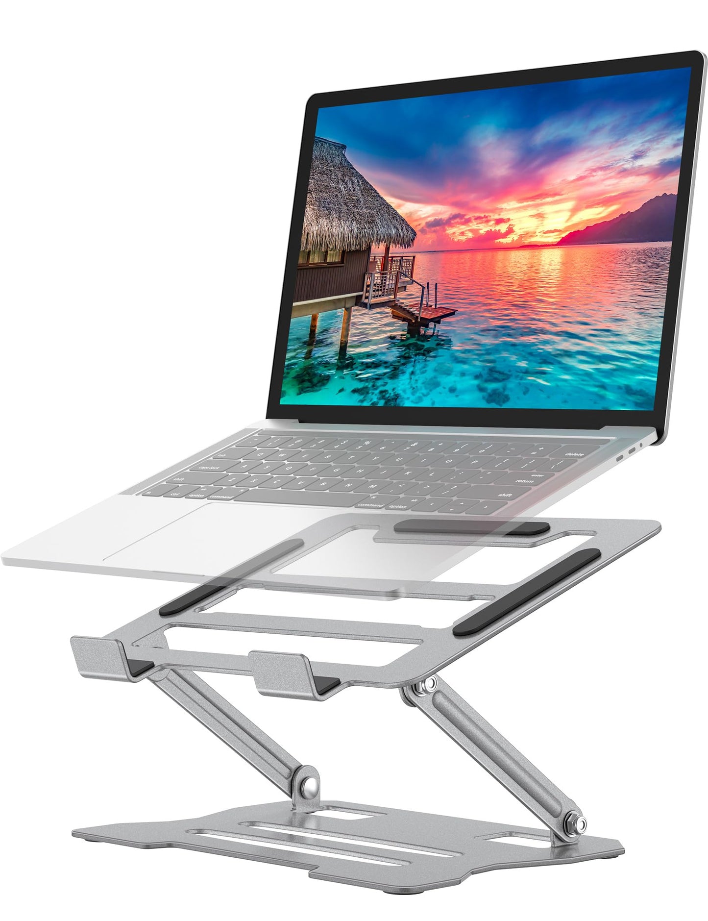 FAPPEN Laptop Tablet Stand, Universal Adjustable Steel Laptop Computer Stand, Ergonomic Foldable Portable Desktop Tray Compatible with 10''-15.6''