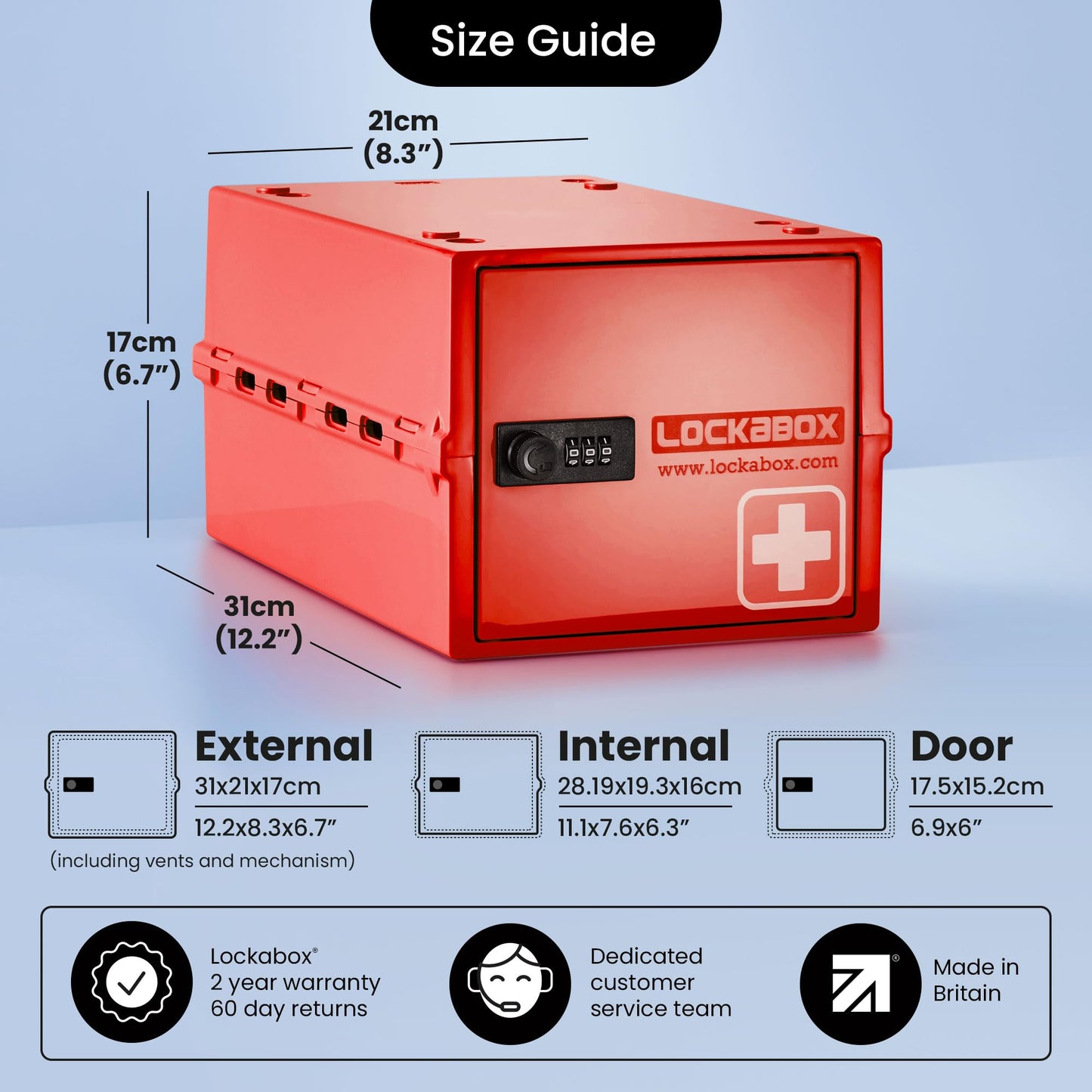 Lockabox One Medi Red | Premium Lockable Medicine Box | 10 Litre Lightweight & Hygienic Medicine Lock Box | BPA-Safe