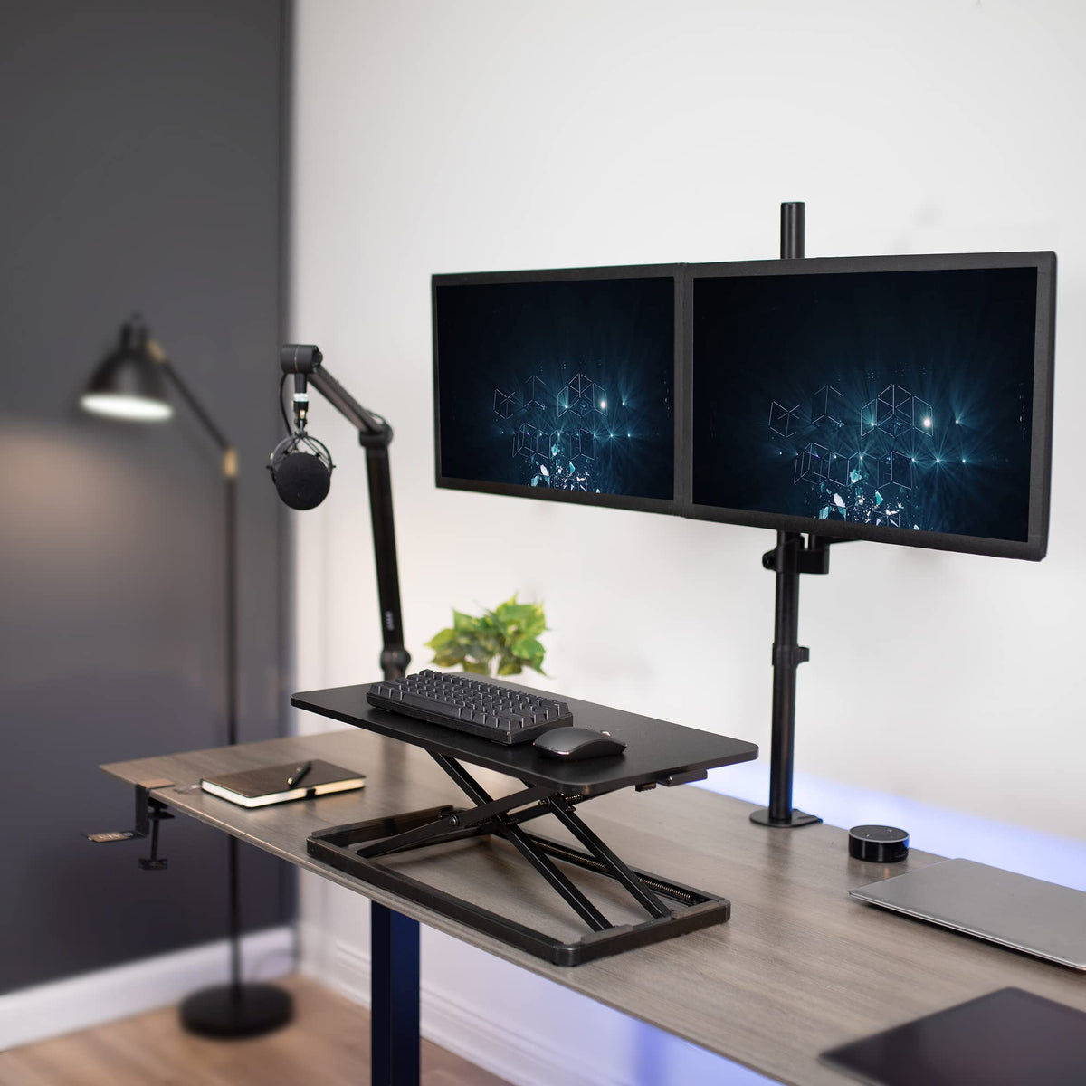 VIVO Single Top 24 inch Scissors Lift Keyboard and Mouse Riser, Height Adjustable Laptop Desk, For Ergonomic Sit Stand Workstations, Black, DESK-V024A