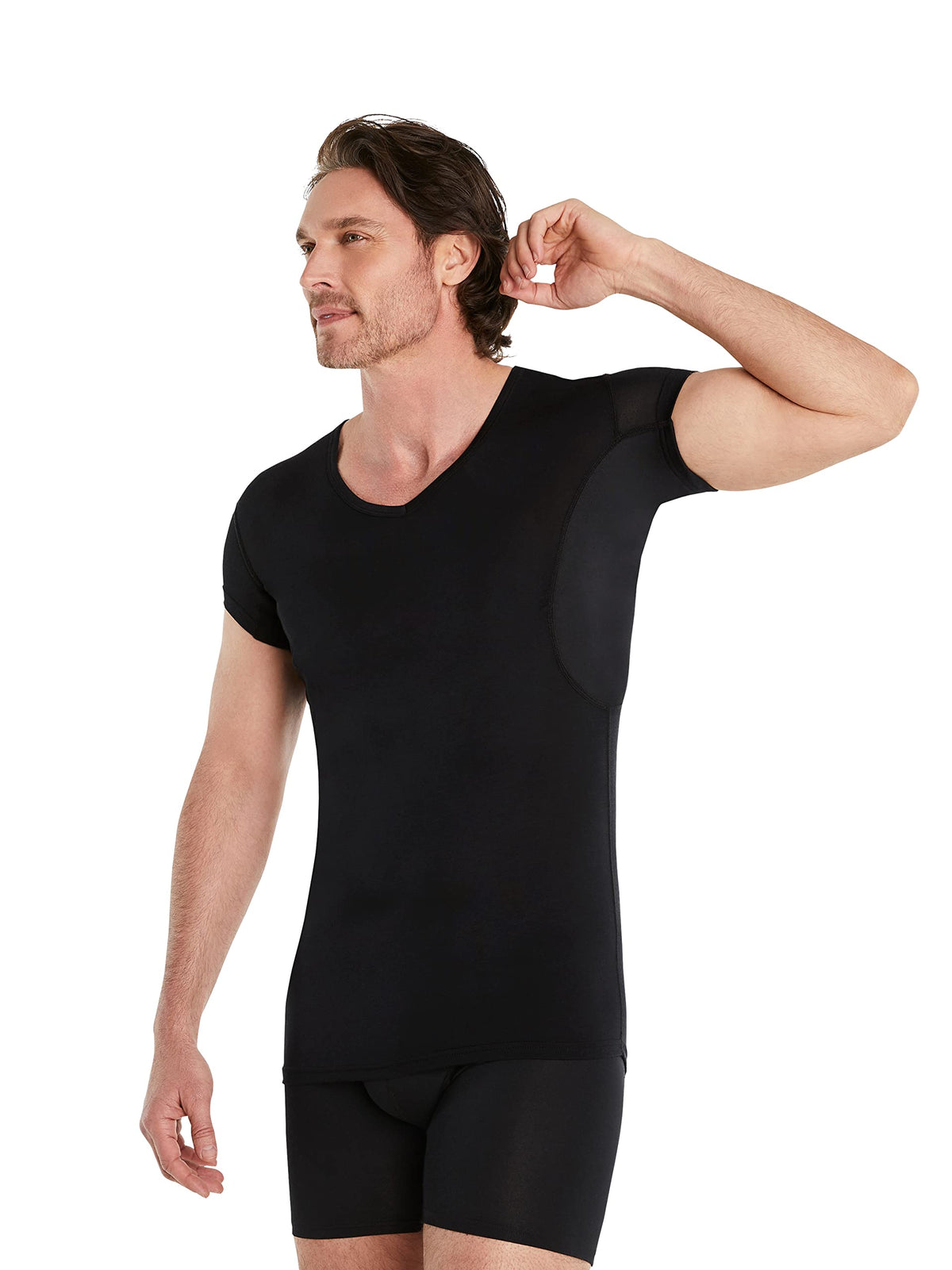 FINN Anti-Sweat Men's Shirt with Extra Short Sleeves ? Perfect Under Short-Sleeve Shirts and Polo Shirts - Undershirt with Armpit Pads for Protection
