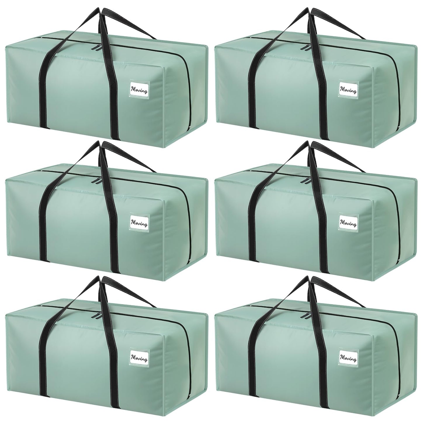 Dntorx 6 Pack 90L Moving Bags with Zips, Heavy Duty, Green