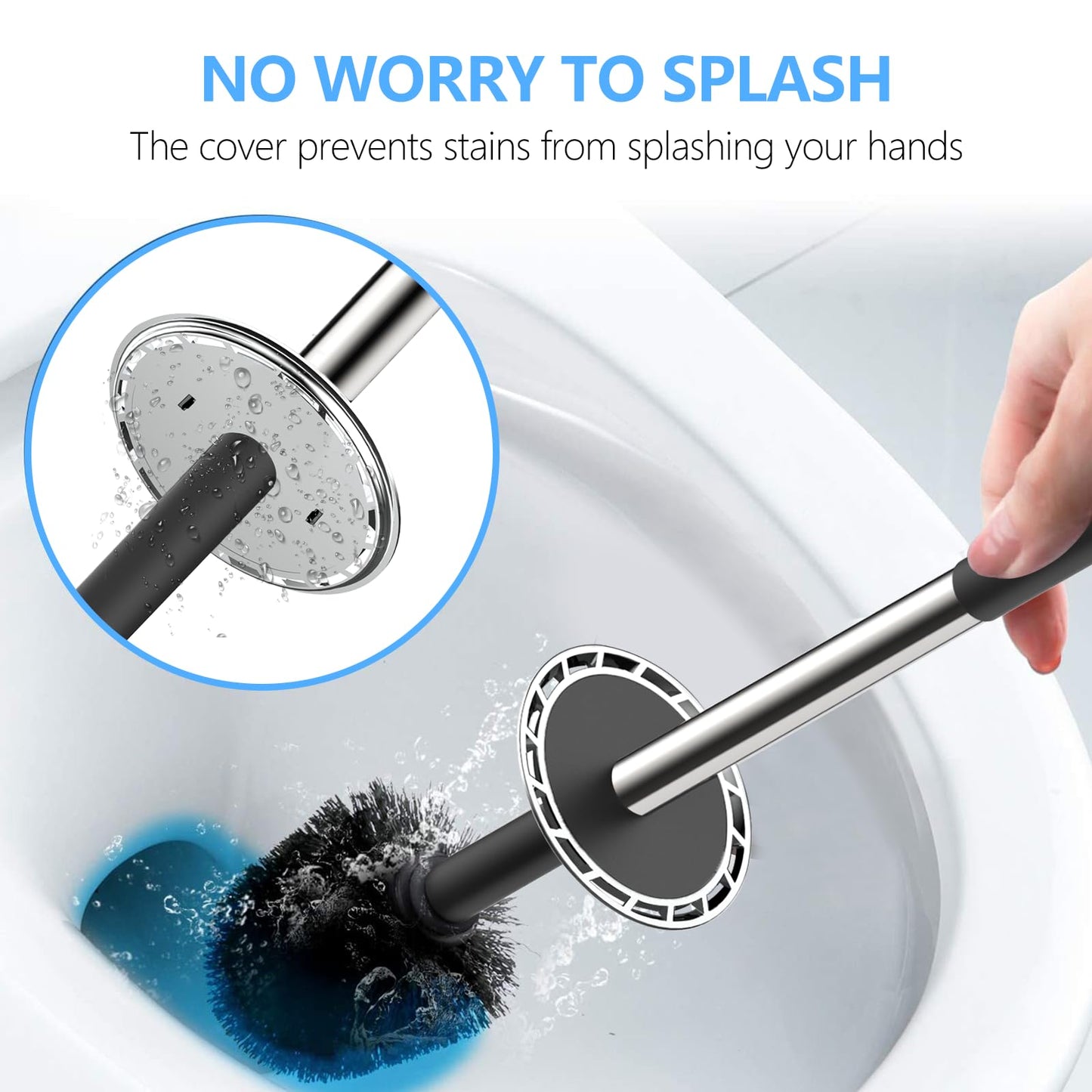 SetSail Toilet Bowl Brush and Holder for Bathroom Cleaning, Black, 1 Pack