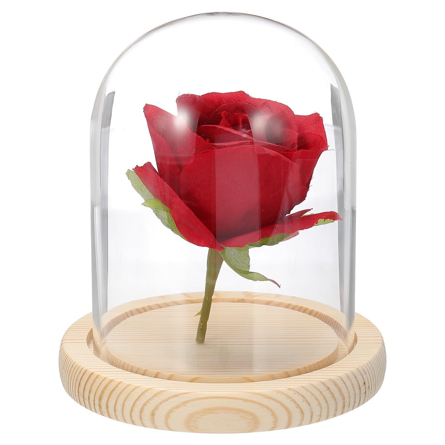 sourcing map Glass Cloche Display Dome, 5.1" x 3.9" Glass Dome Display Case Wood Base Tabletop Jar Case Decorative Bell Jar for Plant Home Decor