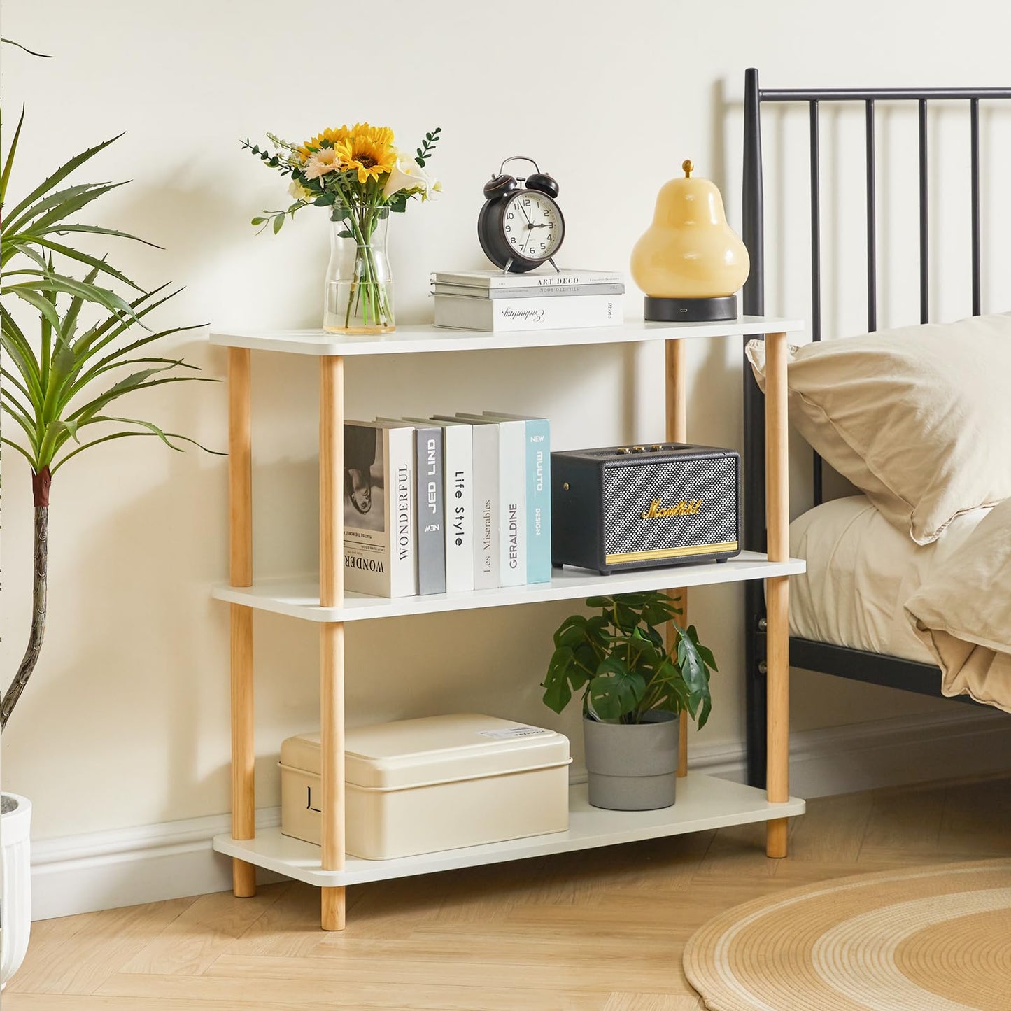 IBUYKE 3-Tier Wood Open Bookcase,Bookshelf Storage Organizer,White WBC003W
