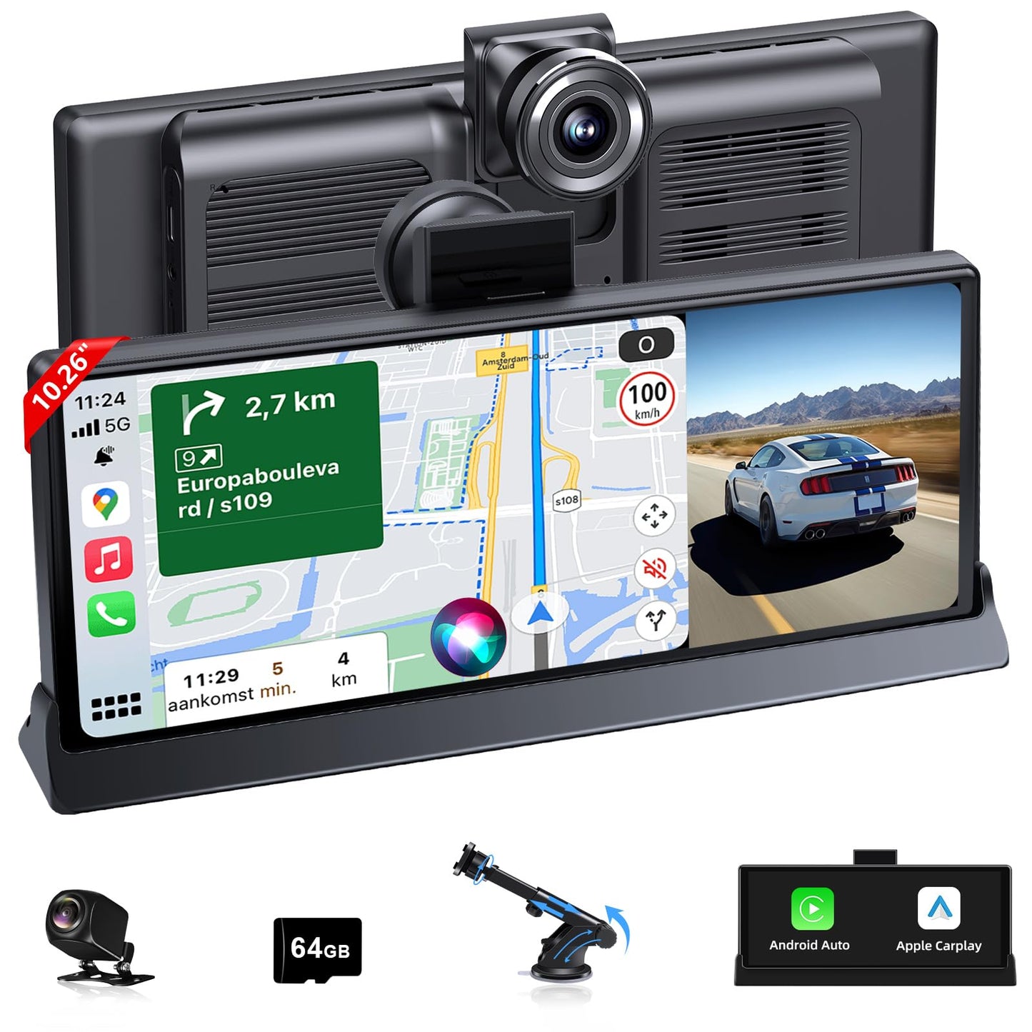 Car Tablet Pro Max 2025 ? 10.26? Car Play Screen Designed for Apple & Android Touchscreen Portable Apple CarPlay Screen with Dash Cam GPS
