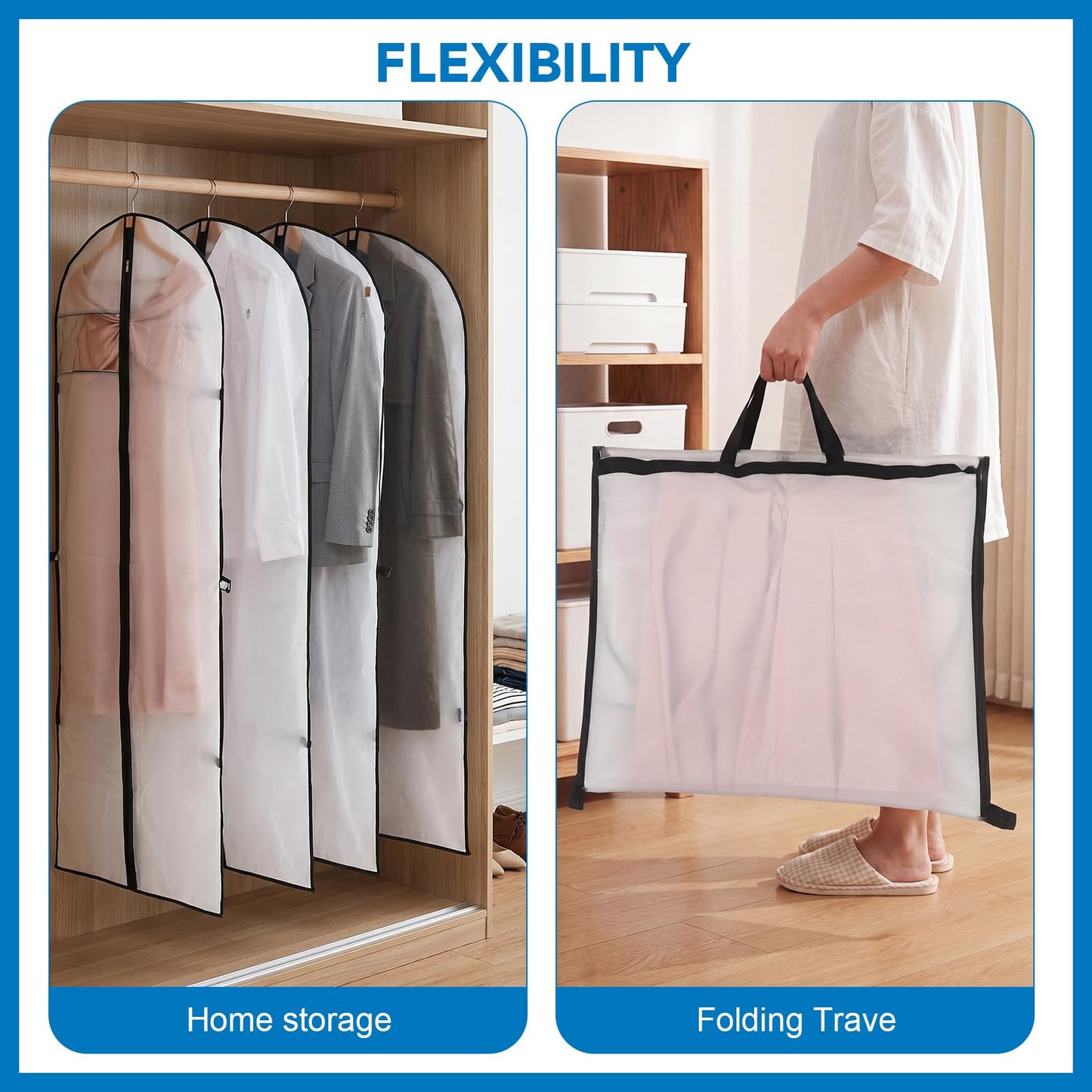 Dntorx 2PCS Long Dress Bags Covers PEVA Wedding Dress Bags 71in, White