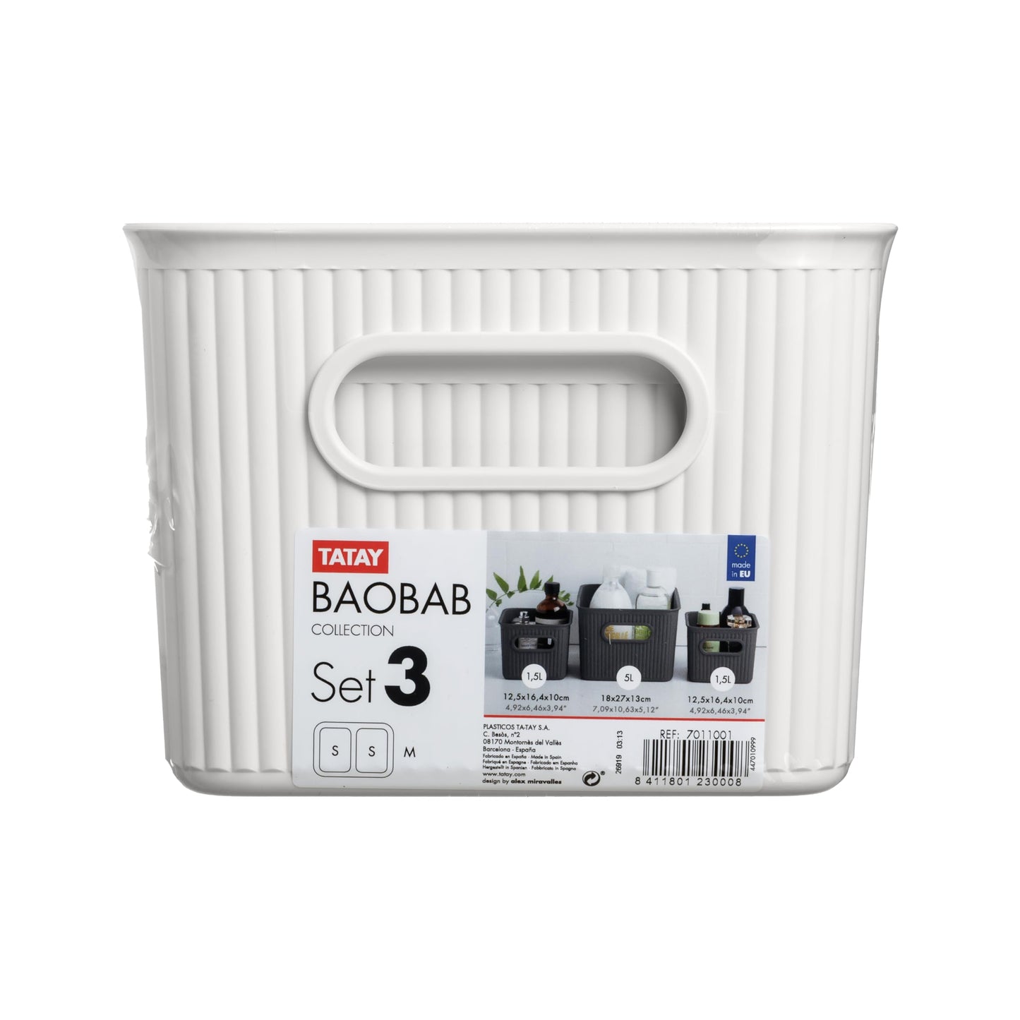 TATAY Storage Basket Baobab 18.7x27.8x13.3 cm Compact Versatile Design