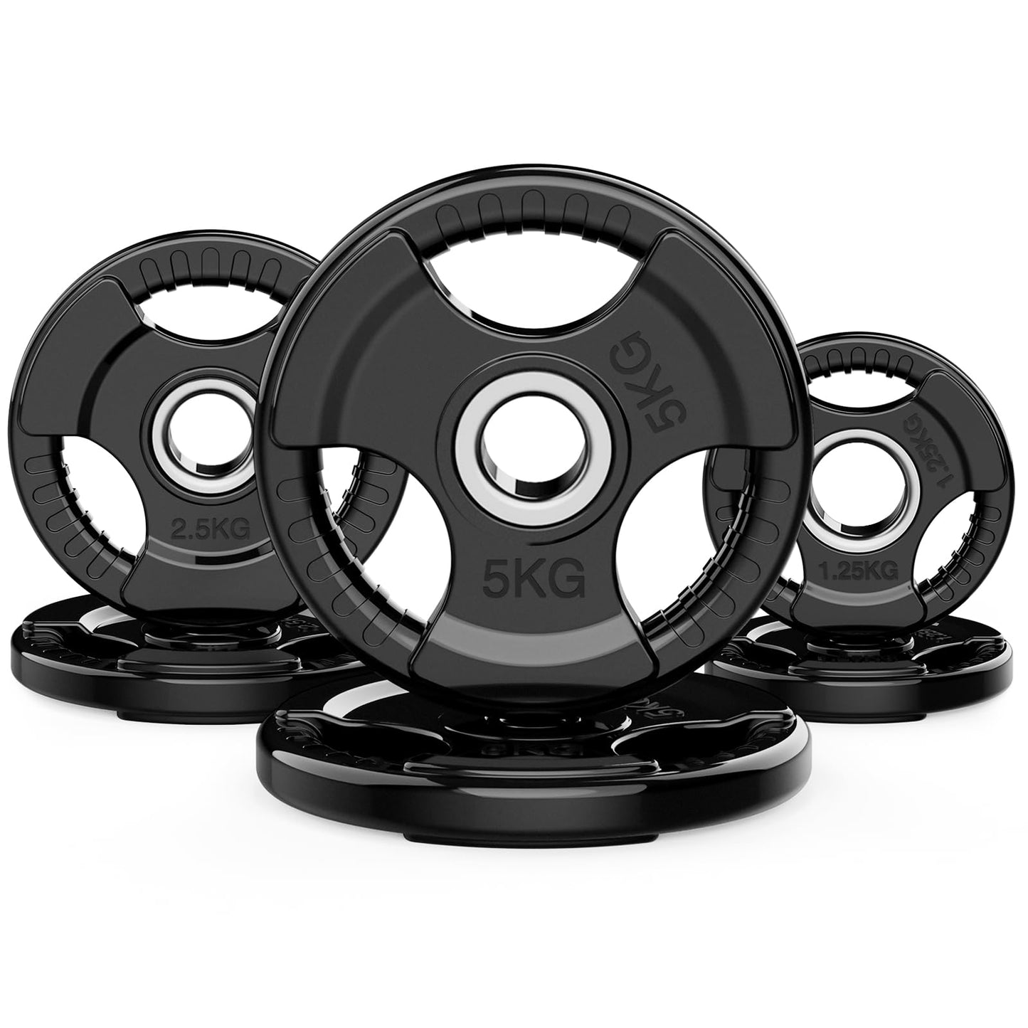 PhysKcal 1.25kg, 2.5kg, 5kg Olympic Weight Plates Set, 2 inch Rubber Coated Cast Iron Plates, Bumper Plates Steel Insert Strength Training for EZ Curl