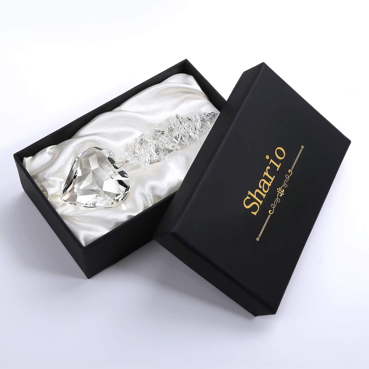 Shario 45mm Clear Glass Heart Crystal Ball Prism Pendant, Suncatcher for Windows, Outdoor Garden Hanging D?cor, Gifts for Women, Mom and Children