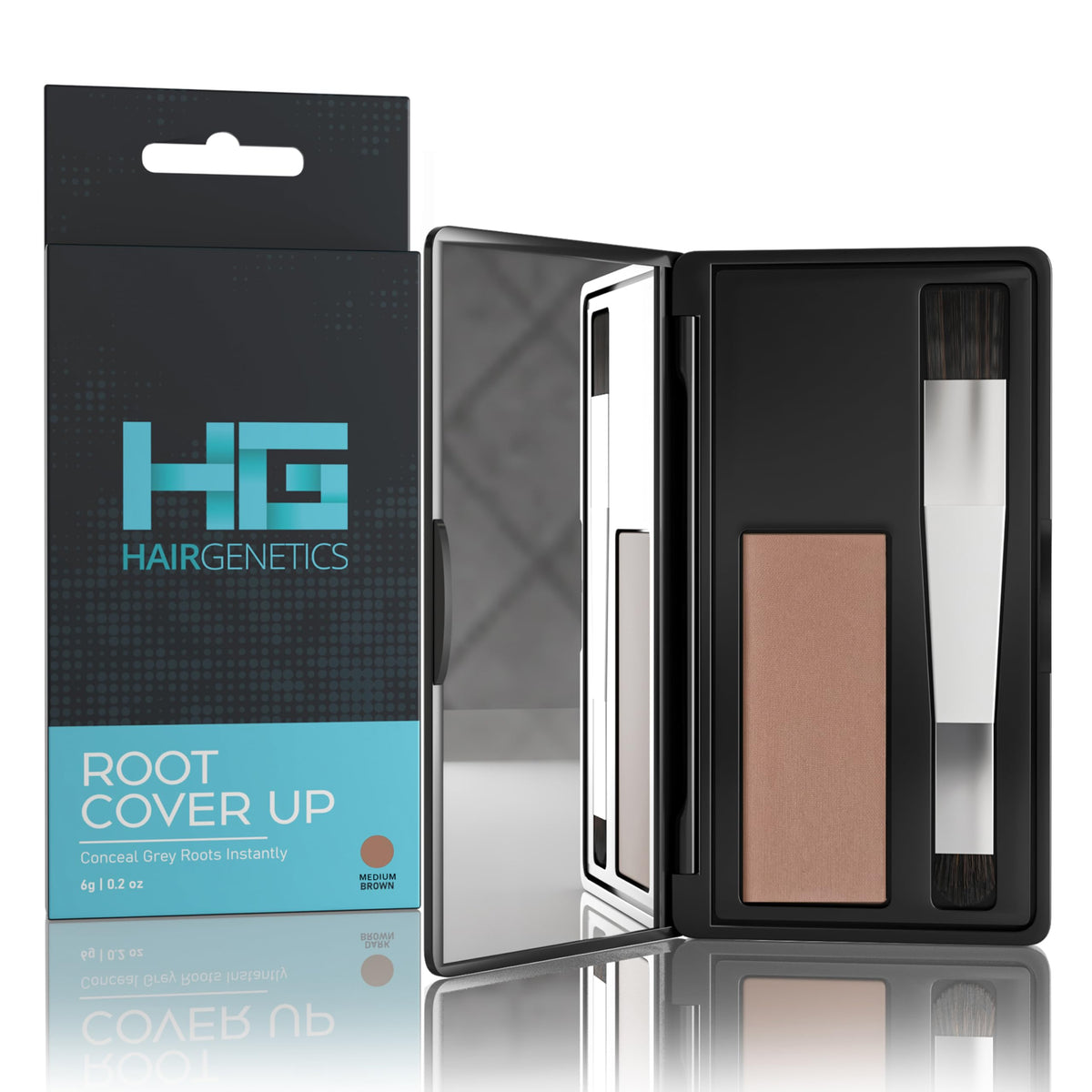 Hair Genetics Root Cover Up Hide Your Grey Roots and Bald Spots Quickly and Easily, Natural Looking Root Touch Up Powder Defines and Fills in Eyebrows