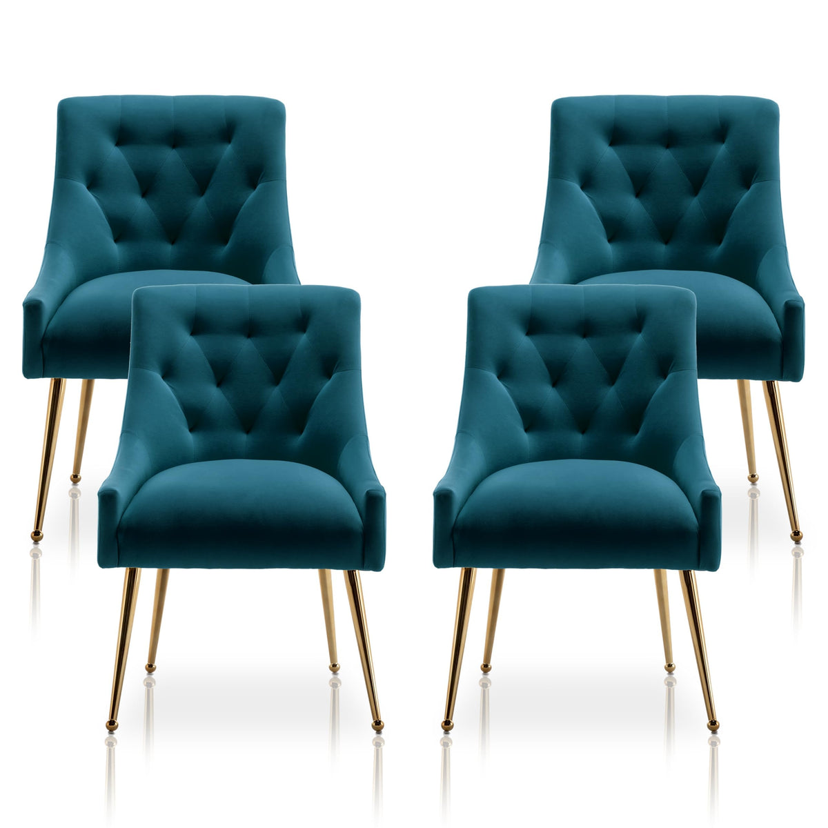 SEYNAR Dining Chair Set of 2,Modern Velvet Dining Chairs with Gold Legs,Elegant Tufted Accent Chairs for Reception, Living Room or Study Room