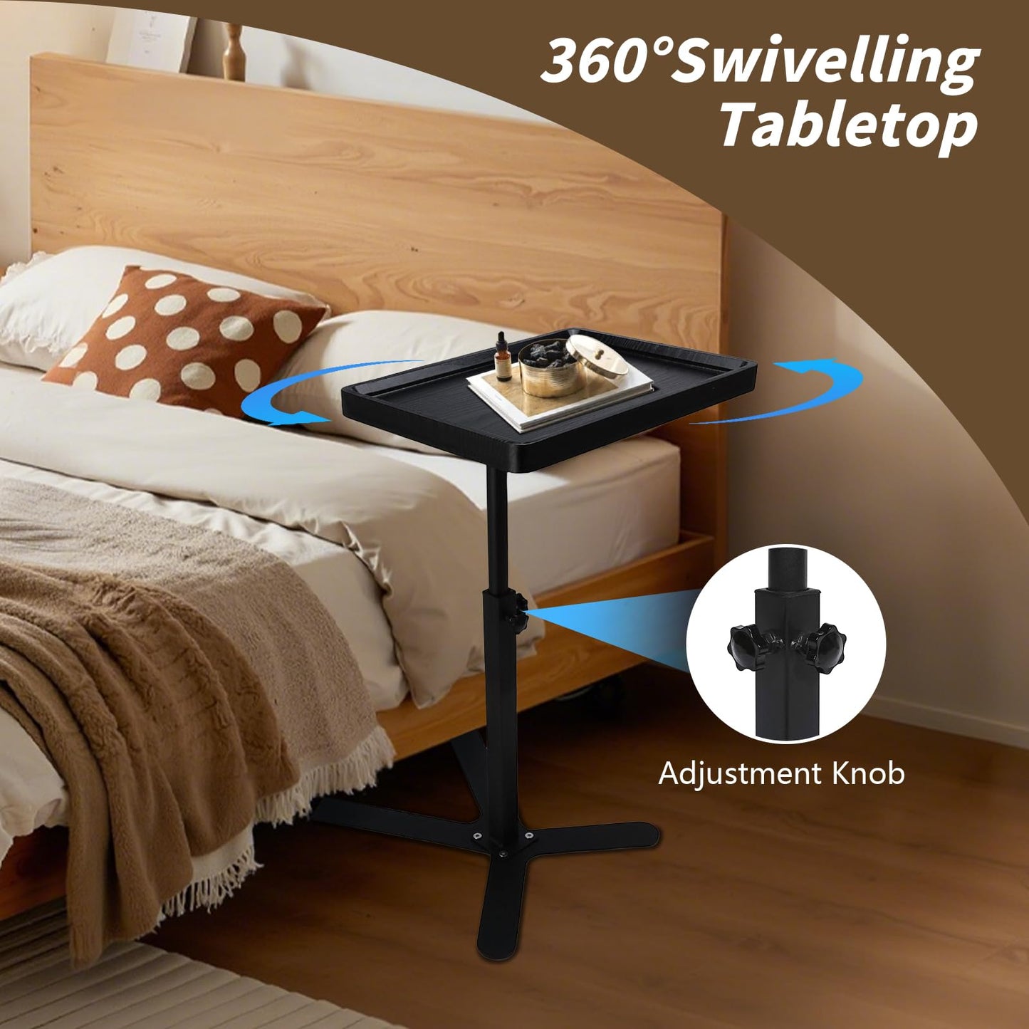 XUDREZ Adjustable X Shaped Side Table with360° Swivel Tabletop, End Table for Living Room Bedroom Sofa Bathtub Bedside Nursing
