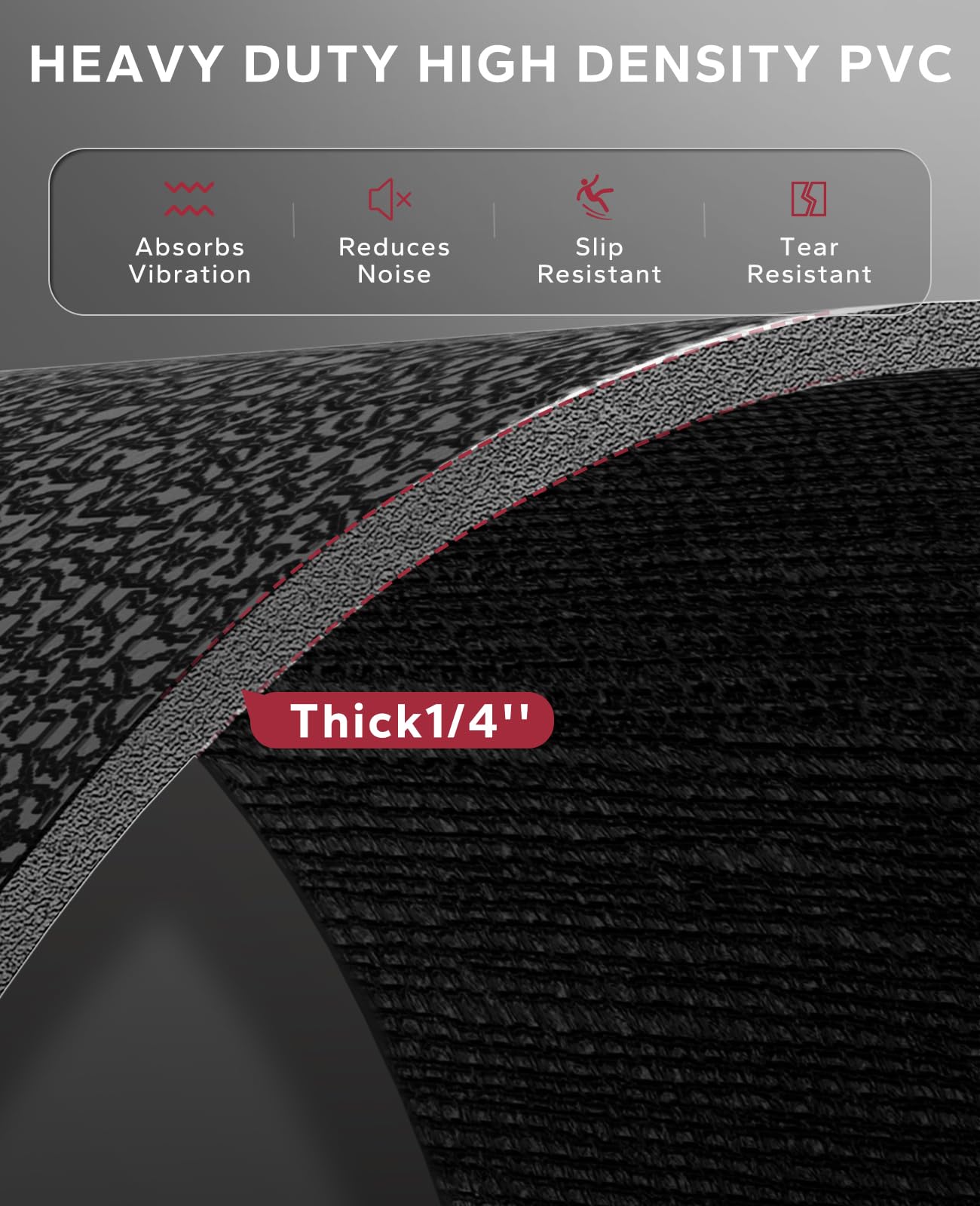 HAPBEAR Exercise Equipment Mat-84" x 36"x1/4" (213 x 92cm?6mm),Treadmill Mat, Exercise Bike Mat, Heavy-Duty Floor Protector, Non-slip, Noise Reduction
