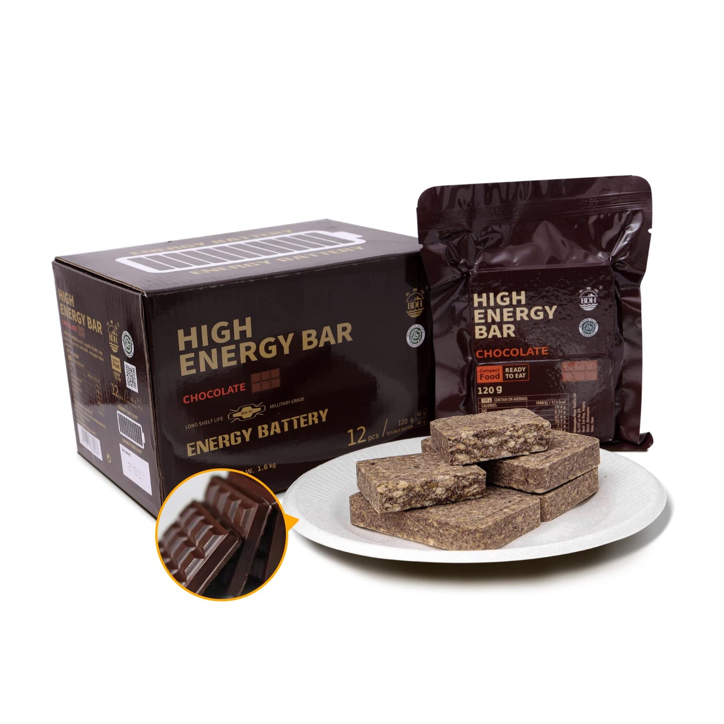 Emergency Food Ration Bars, Chocolate Flavor Survival Tabs Supply for Outdoor Camping Emergency Snowstorm Earthquake Disaster Preparedness Kit With