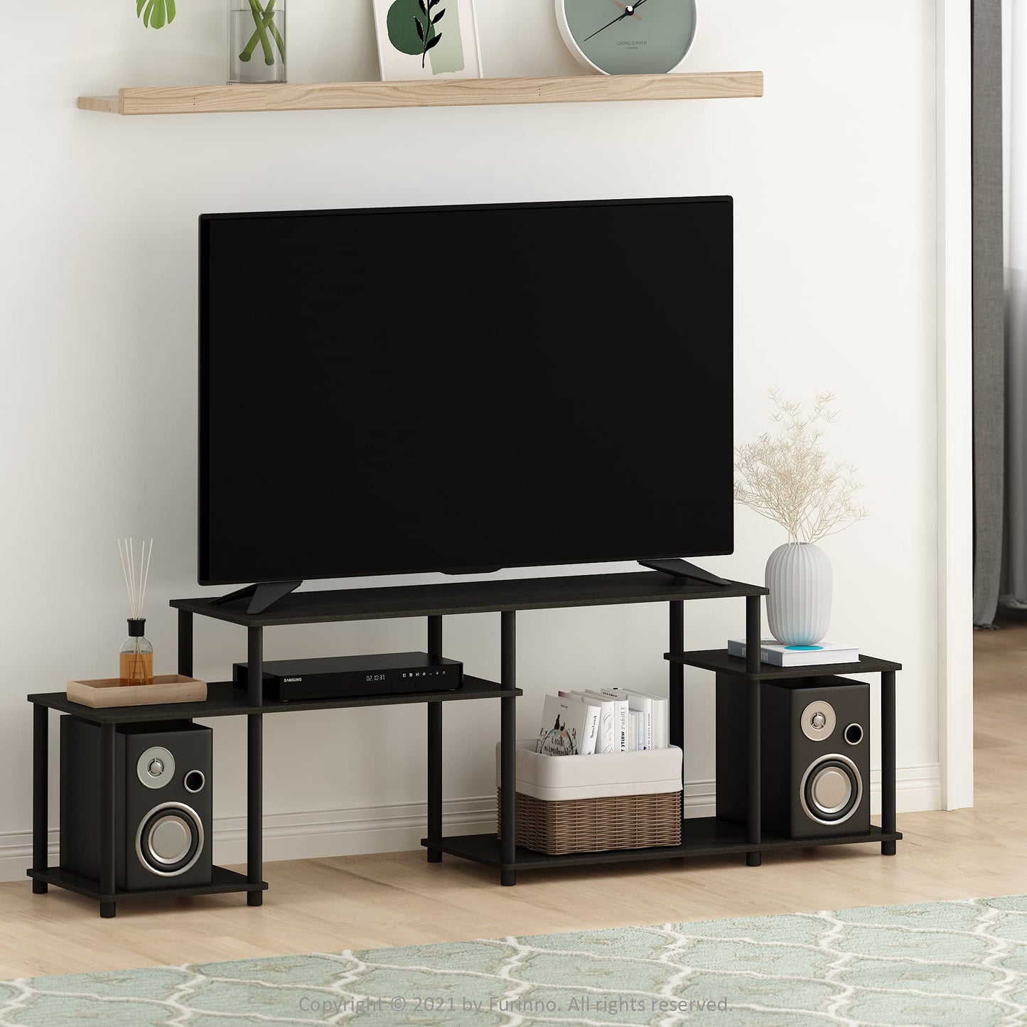 Furinno TURN-N-TUBE TV Stand, Handle Entertainment Center, TV Console for TV up to 55 Inch, for Living Room, Bedroom, Espresso