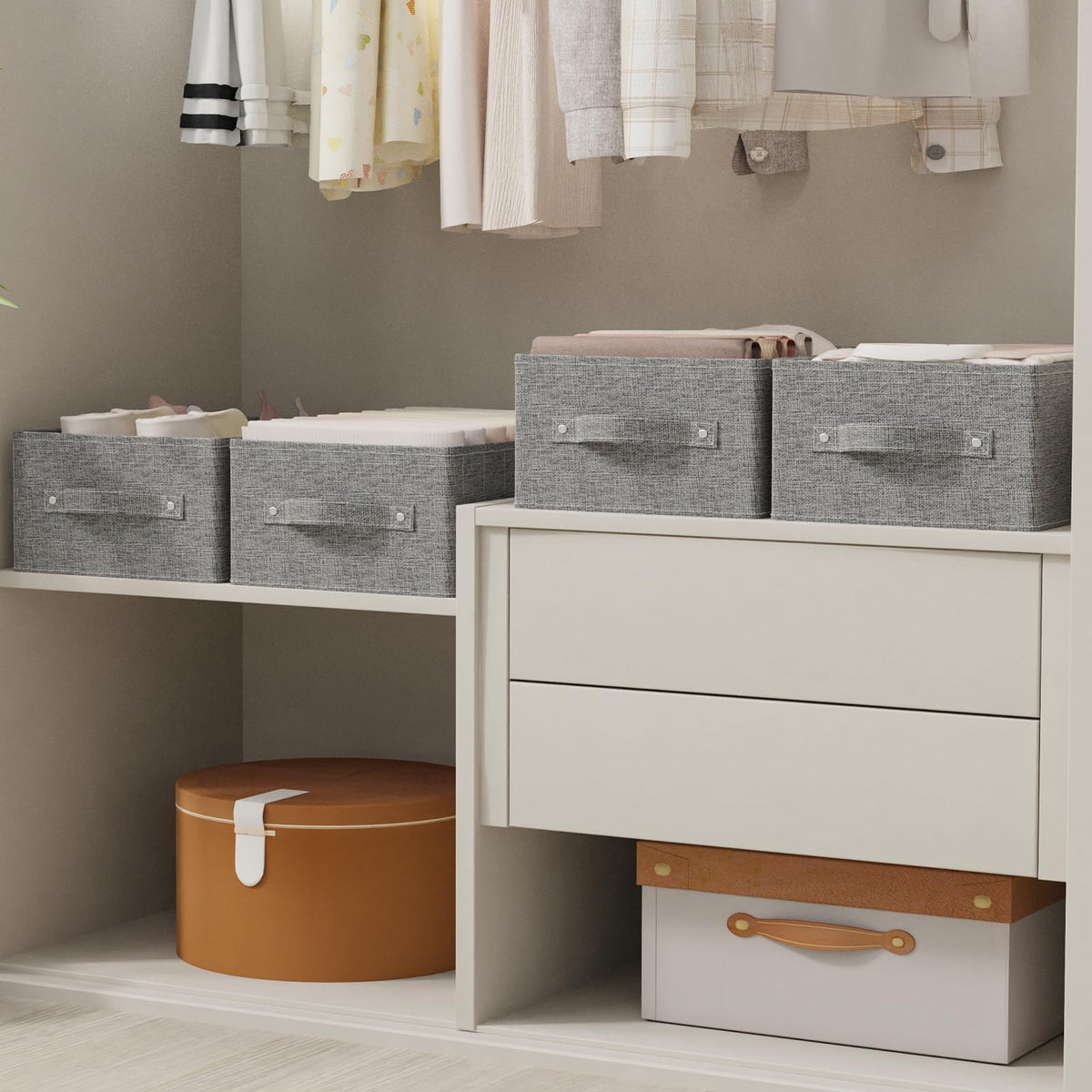 ENUMAIL Collapsible Storage Baskets with Handles,Grey,41x25x16.5cm,2 Pack