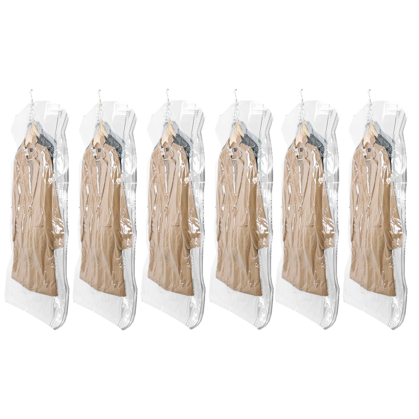 TAILI Hanging Vacuum Storage Bags for Clothes, Side-Widen Space Saver Bags 6 Long, Clear Large Compression Bag 6 Pack, Closet Organizers and Storage