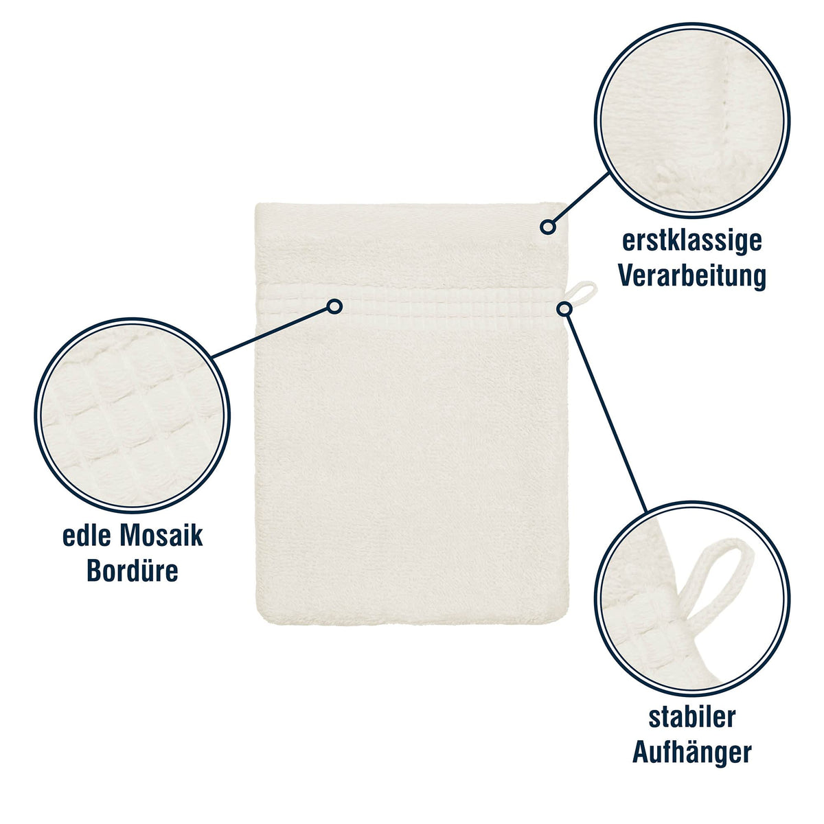 Merana Rome Washcloth Set Absorbent Soft and Lint- Terry Wash Gloves Luxury Quality Heavy Organic Cotton 590 GSM (Coconut, 4 x Wash Mitt (15 x 20 cm)