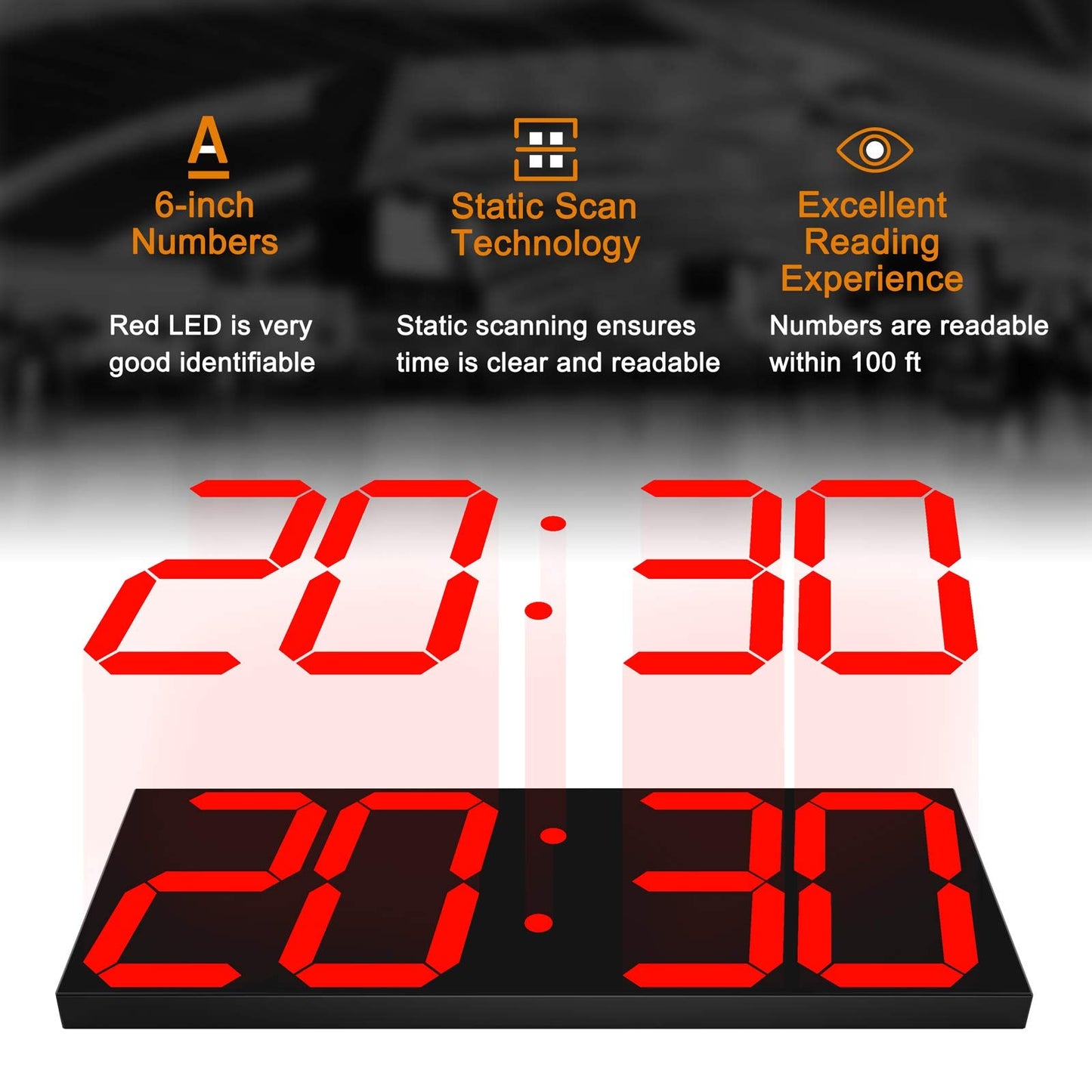 CHKOSDA Digital Wall Clock, Large Wall Clock with 6" Number, Led Wall Clock with Countdown Timer, Calendar, Thermometer, 12/24H, Adjustable