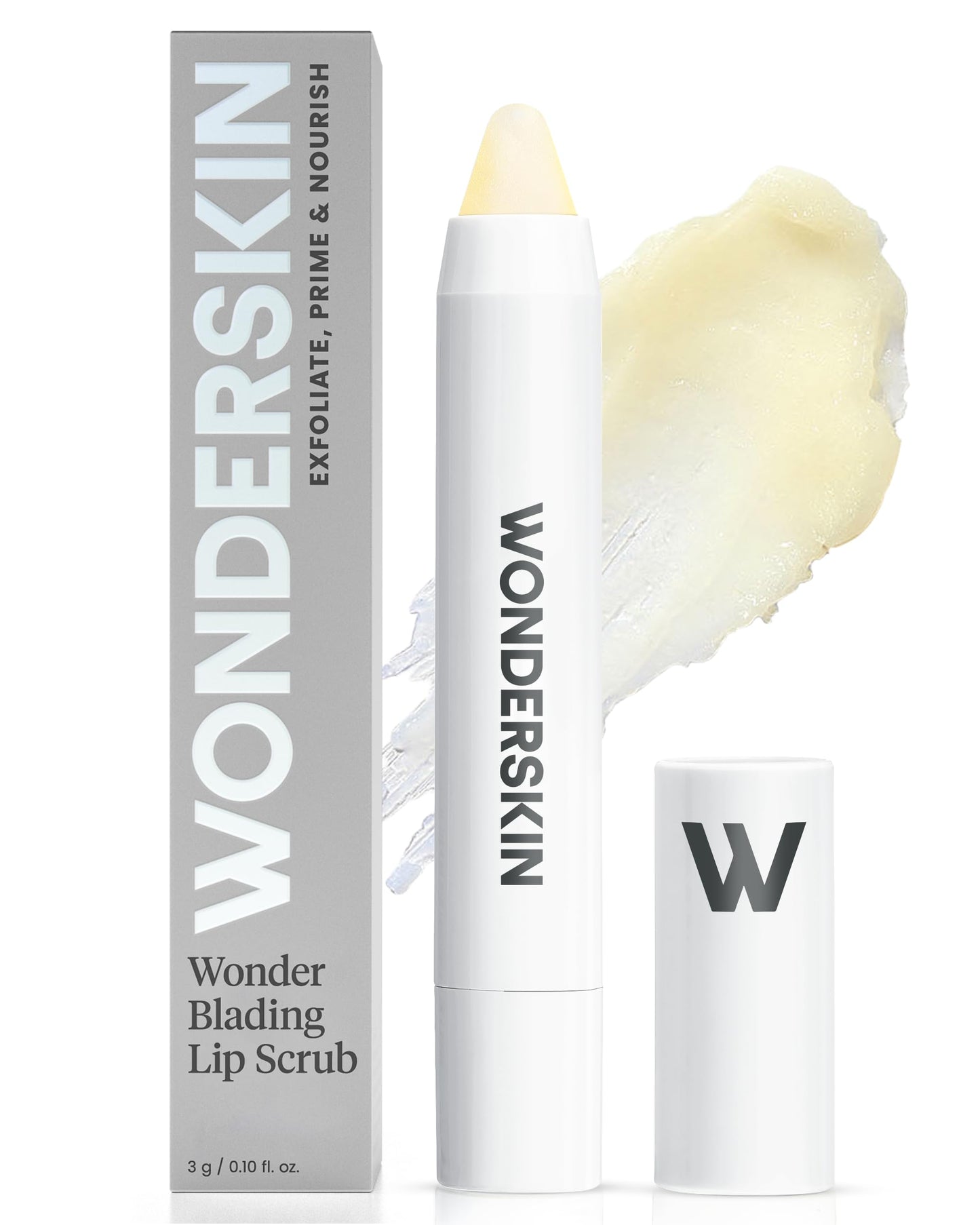 Wonderskin 3-in-1 Lip Scrub Exfoliator & Moisturizer, Lip Exfoliator Scrub, Hydrating Balm for Soft, Nourished, Flake-Free Lips with One-Step Prep,