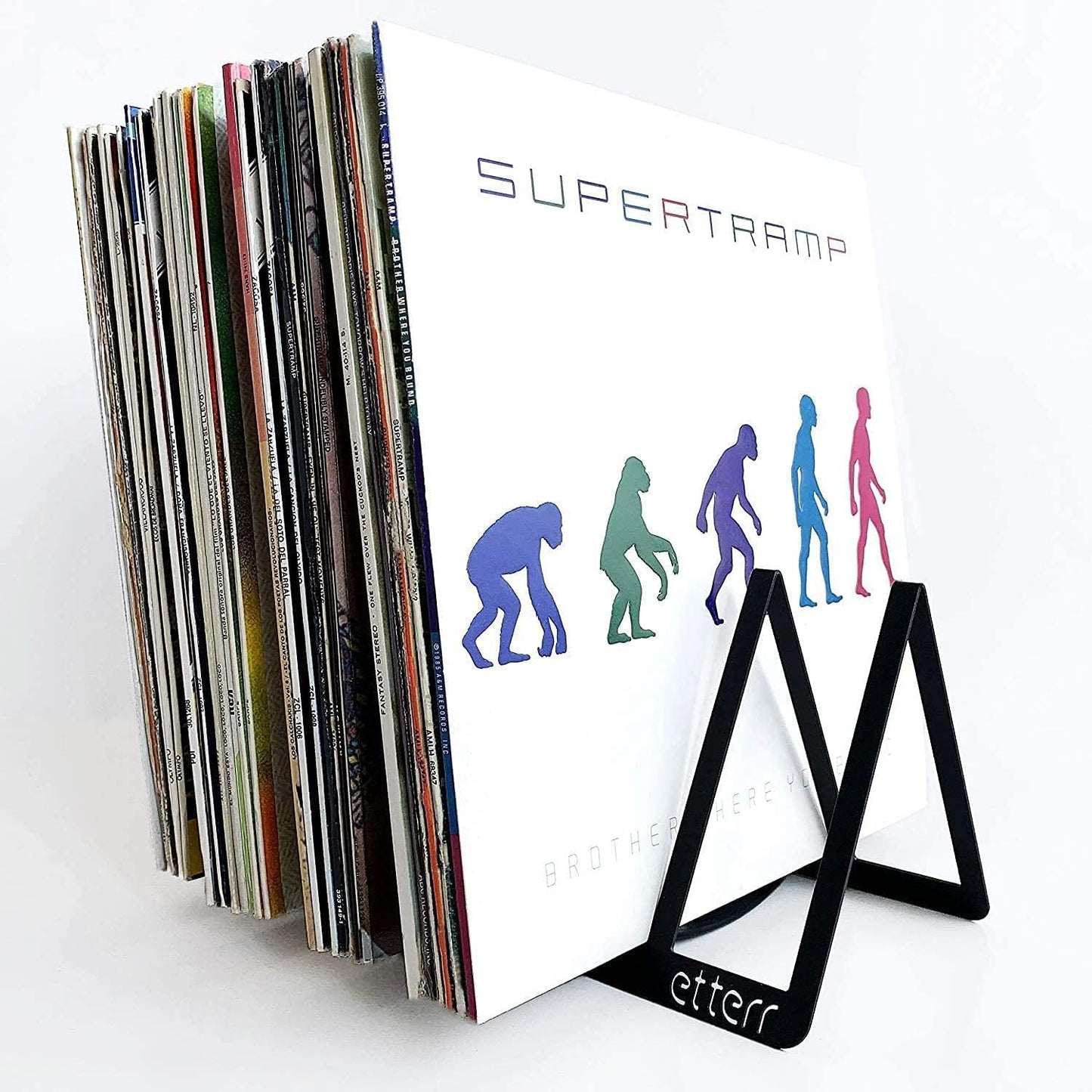 etterr Display Stand, Shelf and Storage for 50 Vinyl Discs (Black)