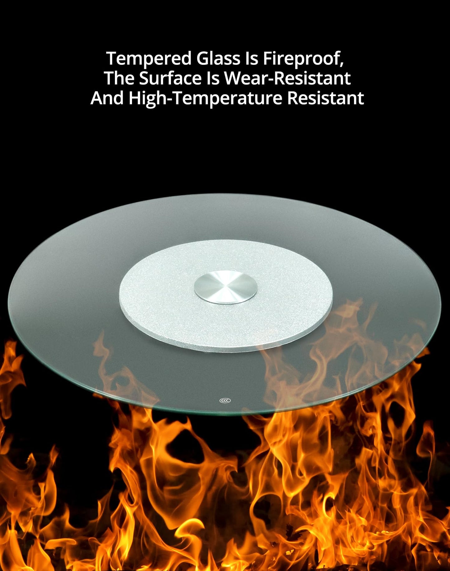 QWORK Tempered Glass Lazy Susan Rotating Serving Plate, Swivel Turntable, 70 cm / 27"
