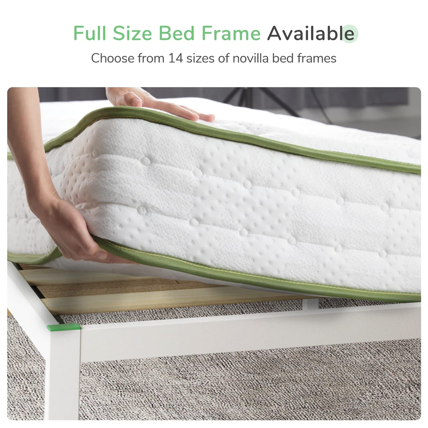 Novilla 30.5 cm Metal Bed Frame, 4FT Platform Bed Frame With Noise-cancelling Design, Engineered Wood Slat Support, Solid Support Leg, Easy Assembly