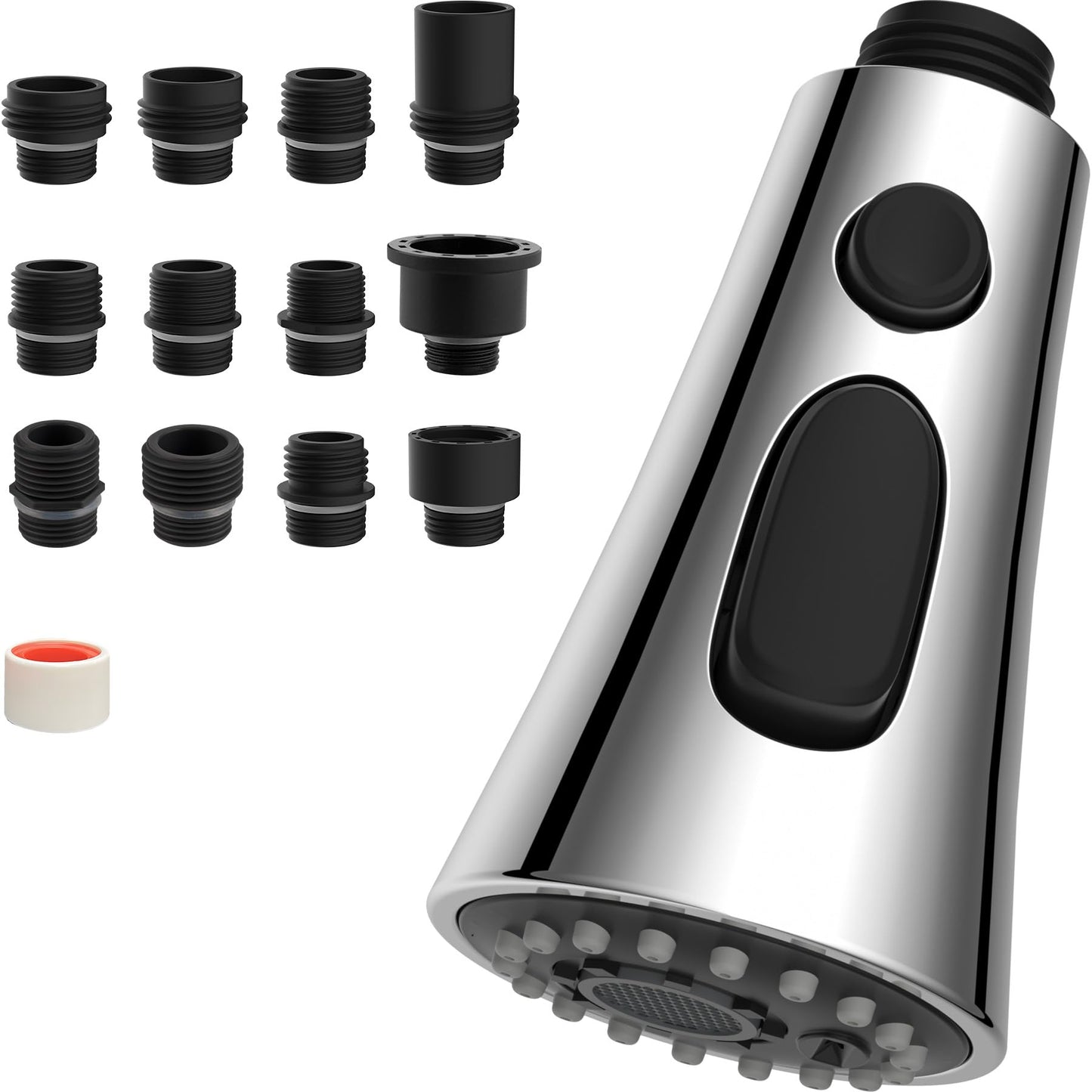 Hibbent Kitchen Faucet Head Replacement, Pull Down Kitchen Spray Head with 9 Adapters, 3-Function Kitchen Sink Spray Nozzle Compatible with Moen, EU