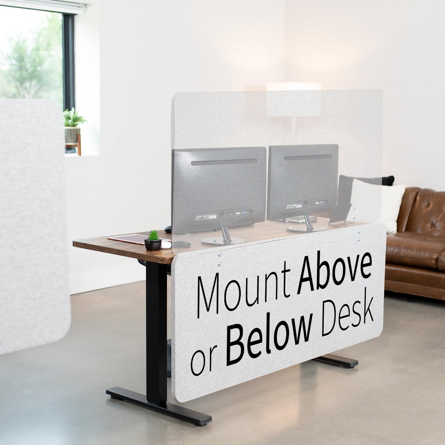 VIVO Clamp-on/Screw-on 152 x 61 cm Privacy Panel, Sound Absorbing Cubicle Desk Divider, Acoustic Partition, Gray, PP-1-V060G