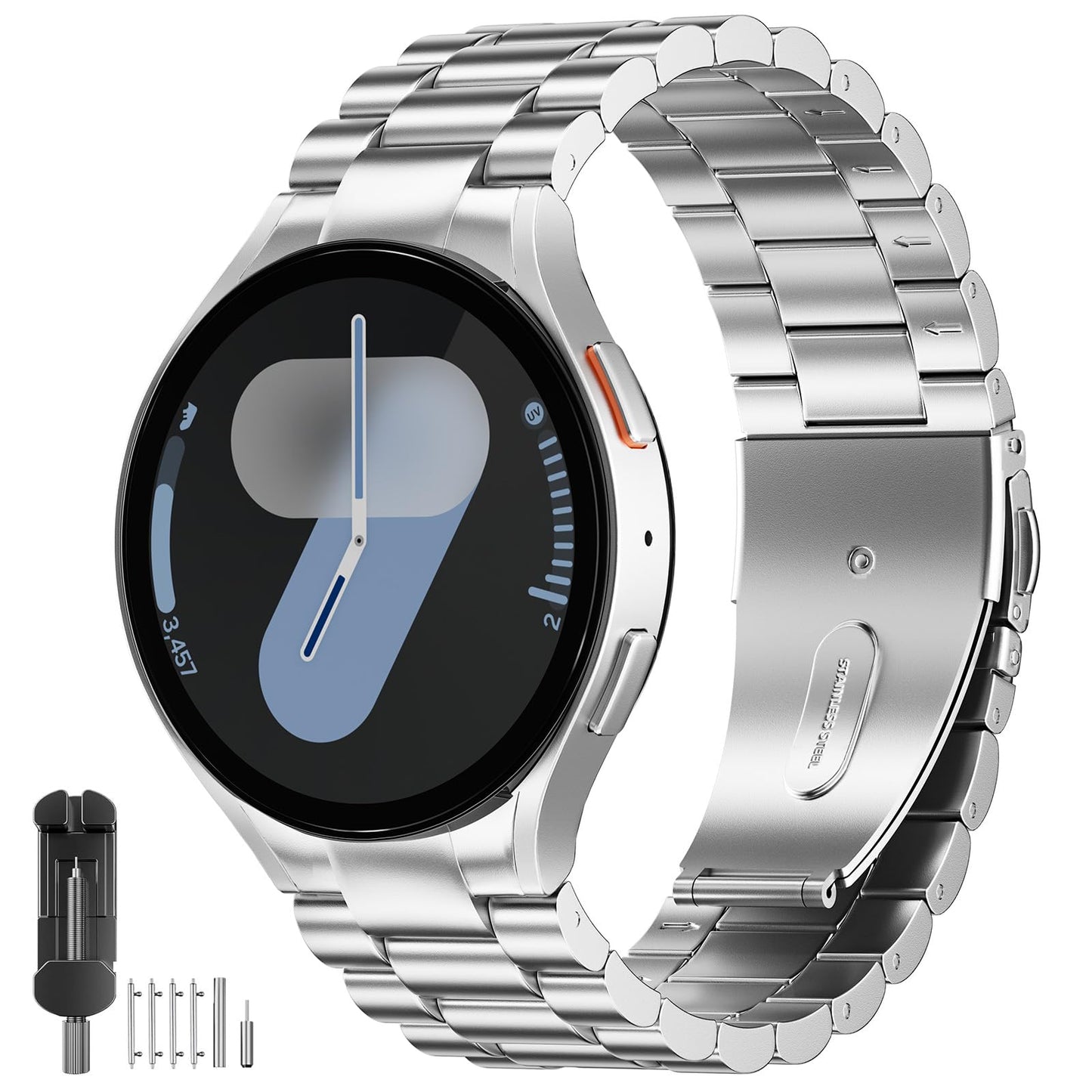 SUNDAREE No Gap Strap Compatible with Samsung Galaxy Watch 7 44MM/6 Classic 47MM/5 Pro 45MM/FE 40MM,Men Woman Stainless Steel Metal Band for Watch