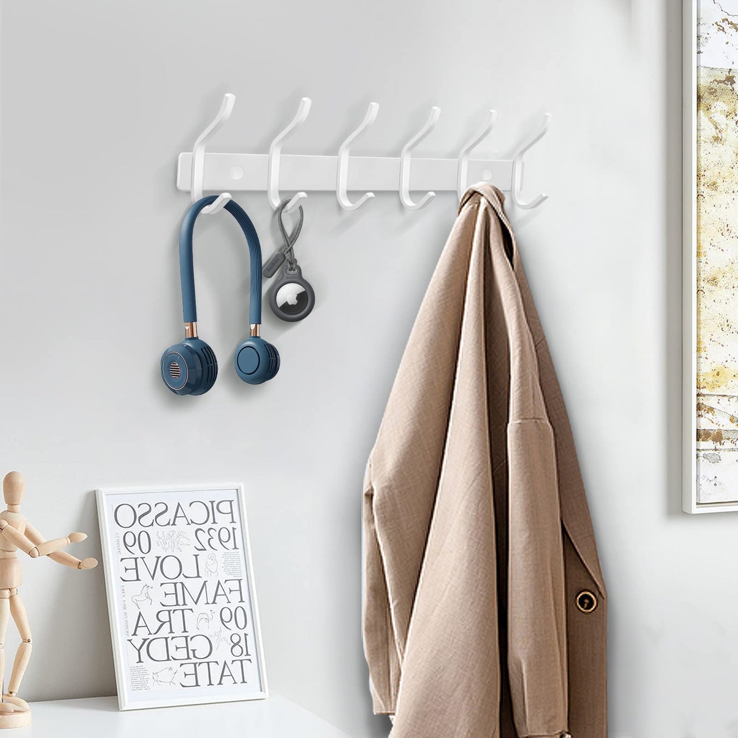 MEIJO Coat Hooks Wall Mounted, Coat Rack Wall Mounted Stainless Steel with 4 Hooks Heavy Duty Coat Hooks for Door, Bedroom, Bathroom, Kitchen