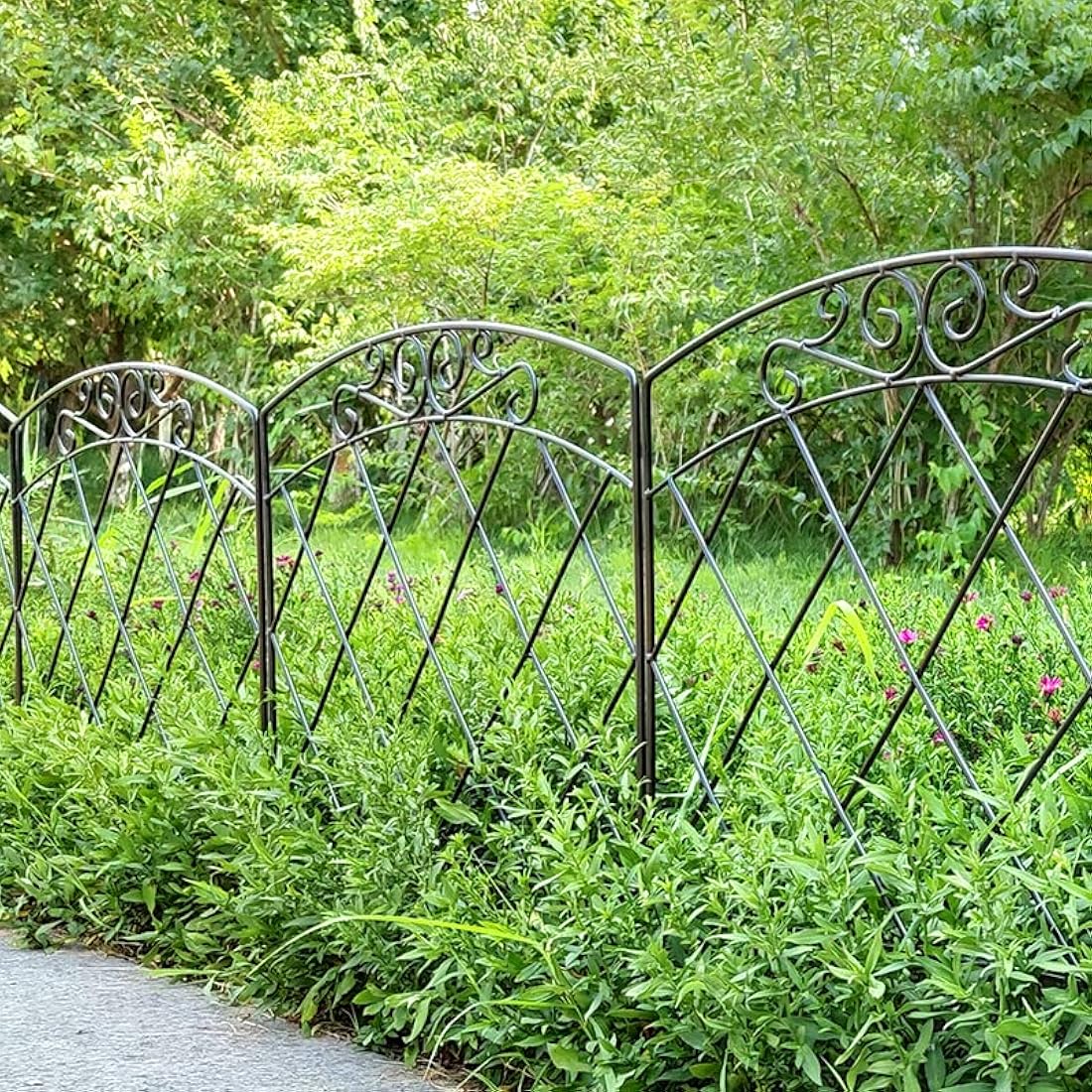 Thealyn Decorative Garden Fence 60cm (H) x 3m (L) Rustproof Metal Fence Panels No Dig Fence for Dogs Yard Patio Animal Barrier Flower Bed