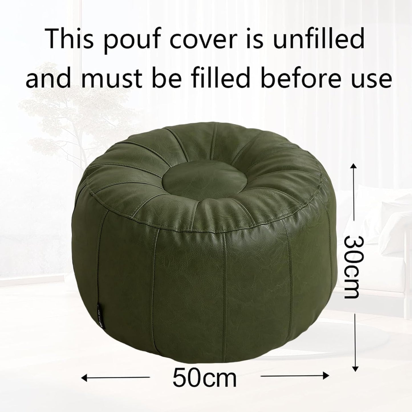Louis Donné Moroccan Pouffe Cover, Faux Leather Waterproof Ottoman Cover Unstuffed