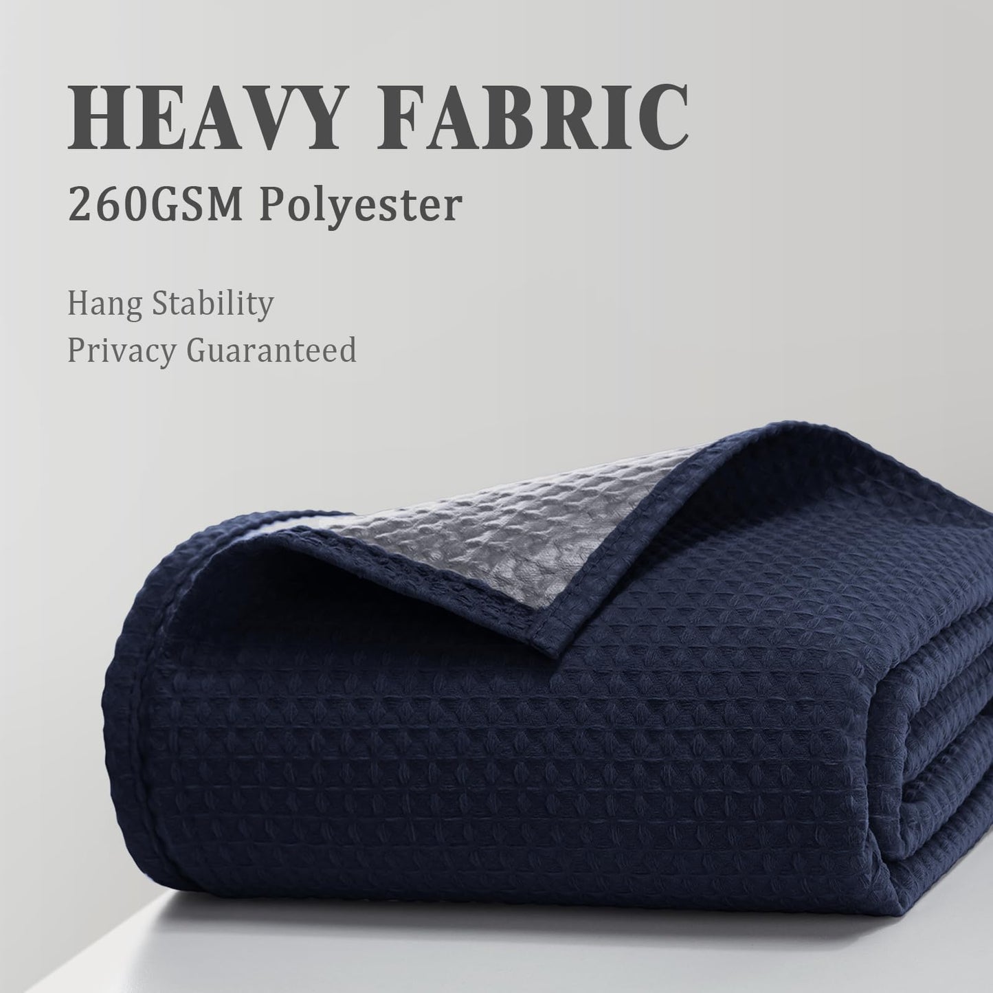 NDDYCU Weighted Navy Blue Waffle Shower Curtain Waterproof 180x180 cm