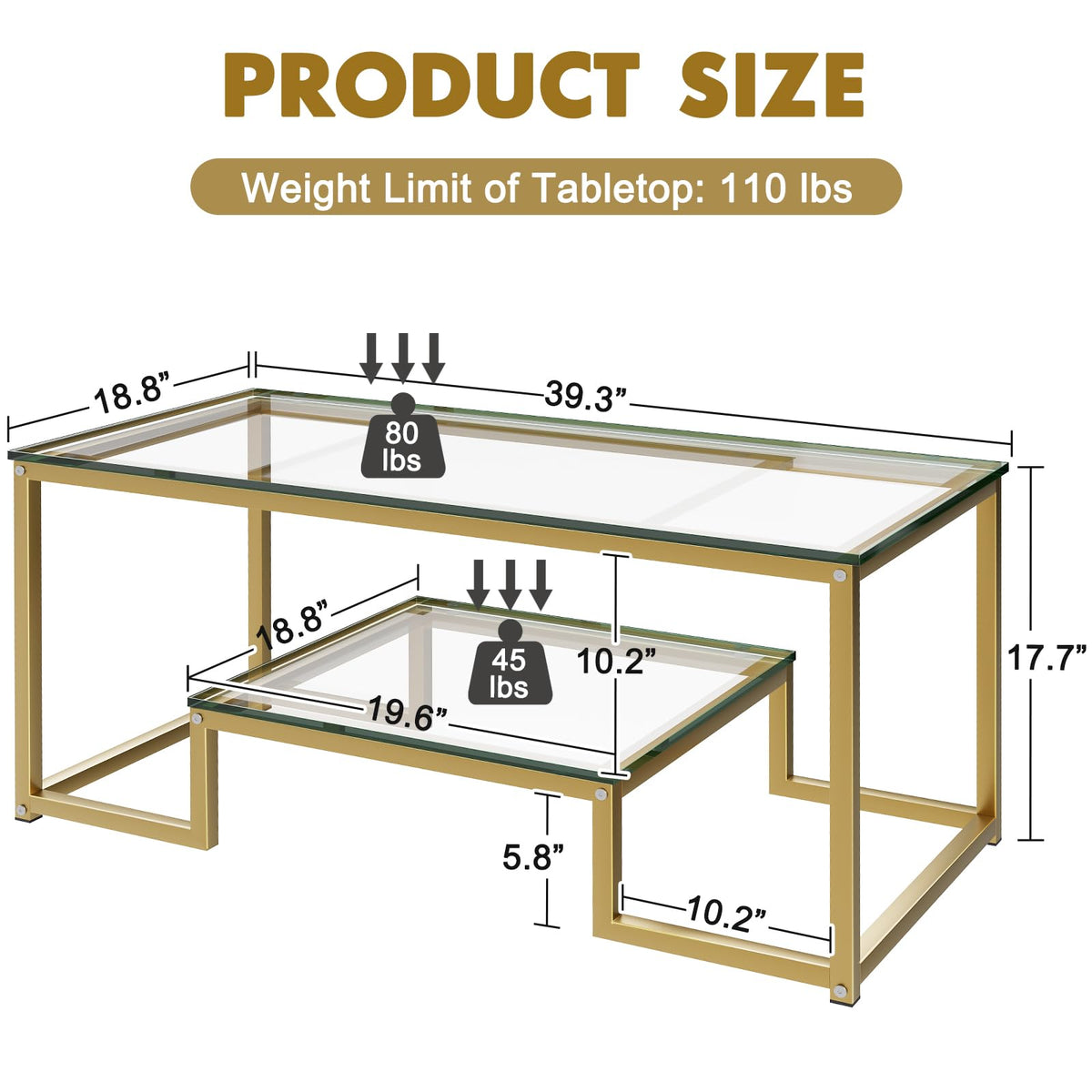 Coffee Table with Storage Shelf, Living Room Table with Metal Frame, Coffee Tables for Living Room, Center Table