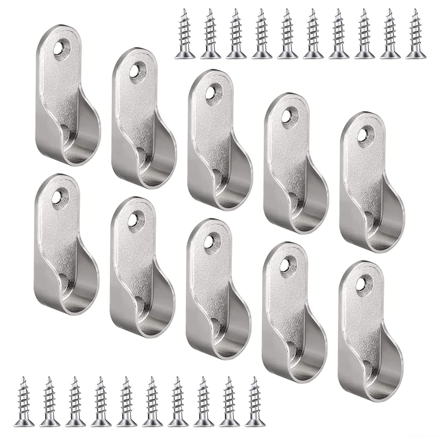 iTYOOS 10 Pieces Wardrobe Rail Fittings With 20 Pieces Screws, Zinc Alloy Oval Closet Rod End Supports