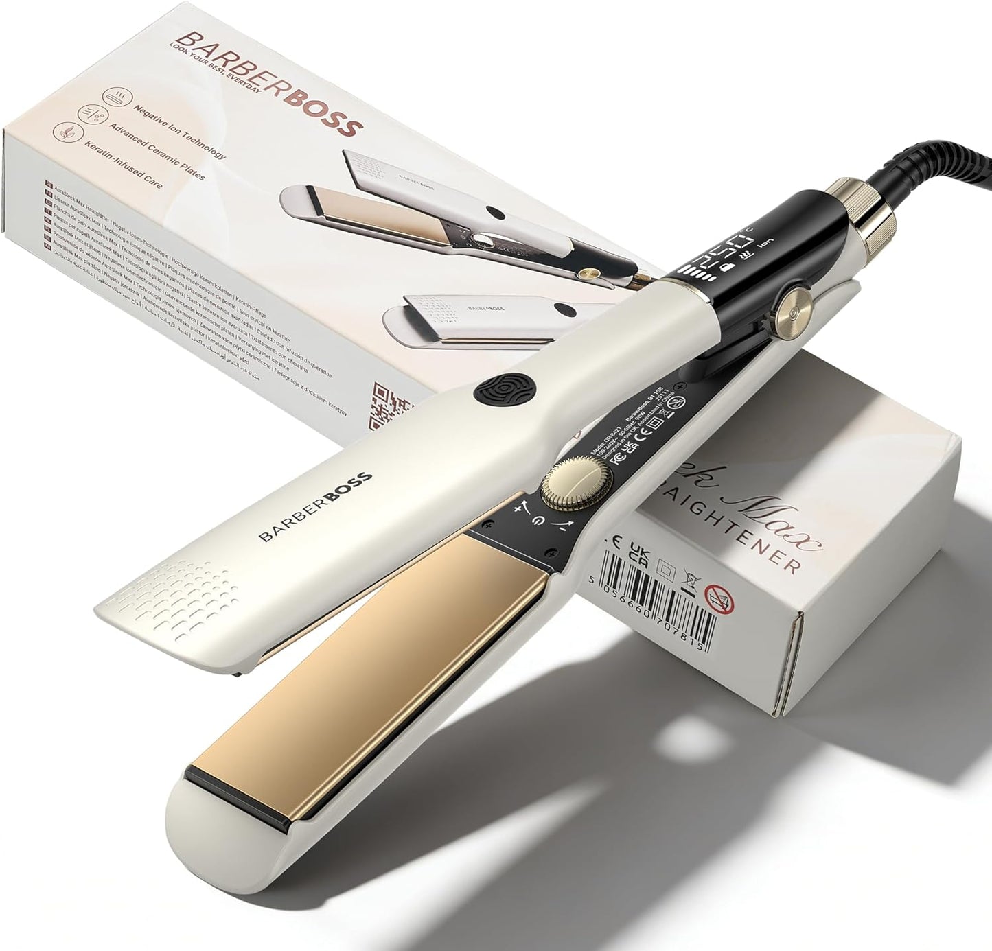 BarberBoss Hair Straighteners for Women, New but open, scruffy box, tested