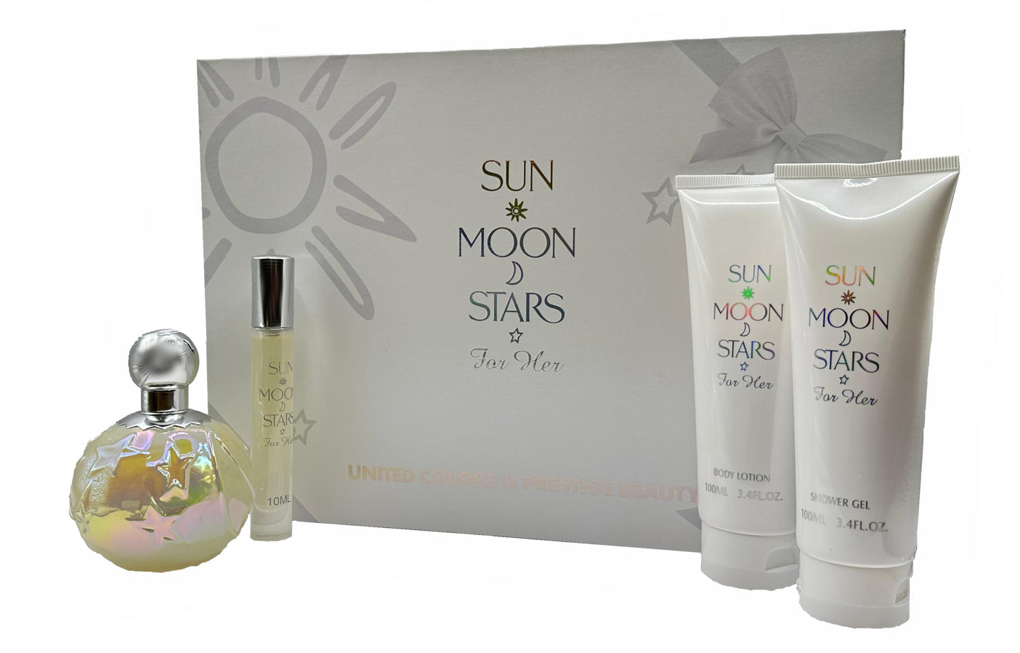 United Colors & Prestige Beauty Sun Moon Stars Gift Set 100ml EDT + 10ml EDT + 100ml Body Lotion + 100ml Shower Gel