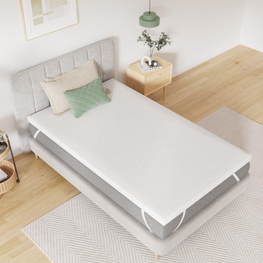 Novilla Mattress Topper 90 x 200 cm, 7.5 cm High, Bamboo Foam Mattress Topper for Box Spring Bed, Caravan, Sofa Bed, Mattress Protector, Cover
