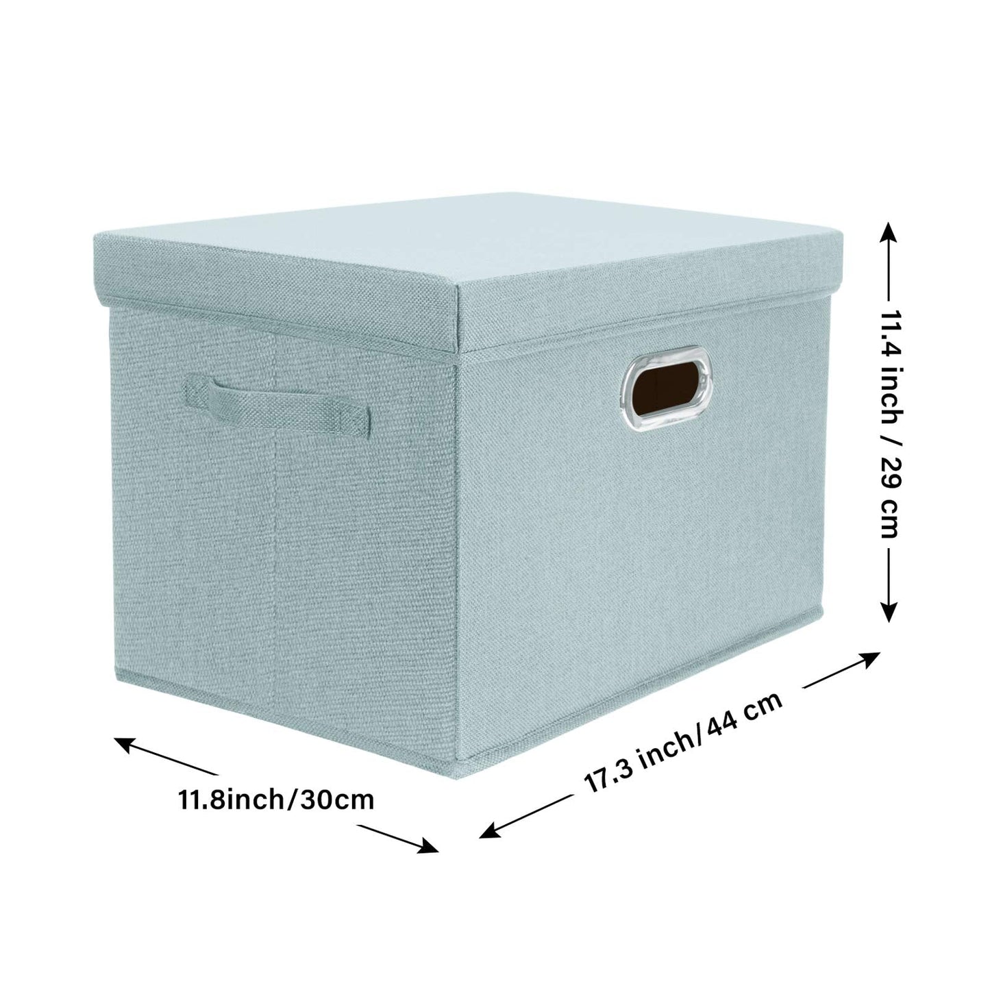 TYEERS Large Storage Box with Lid, Collapsible, Washable, Fabric Storage Box for Clothes, Wardrobe Storage, 44x30x29 cm, Set of 2, Aqua Spring
