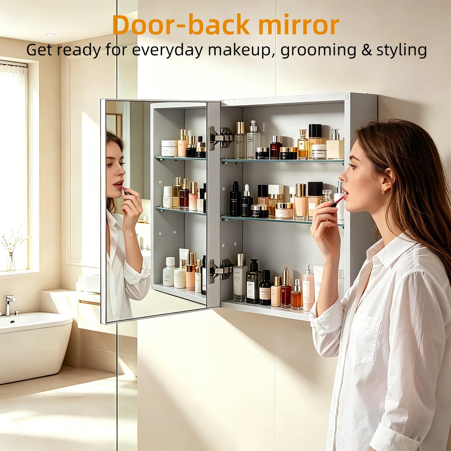Olyvren 40 * 50 cm bathroom medicine cabinet with mirror,aluminium frame