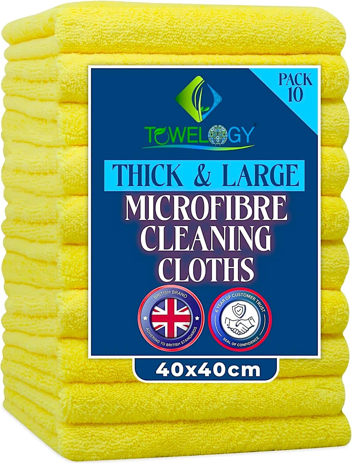 Towelogy? Heavy Duty Microfibre Cleaning Cloths for Home All Purpose - Larger, Thicker, More Absorbent Cleaning Cloth - 100% Lint Free Micro Fibre