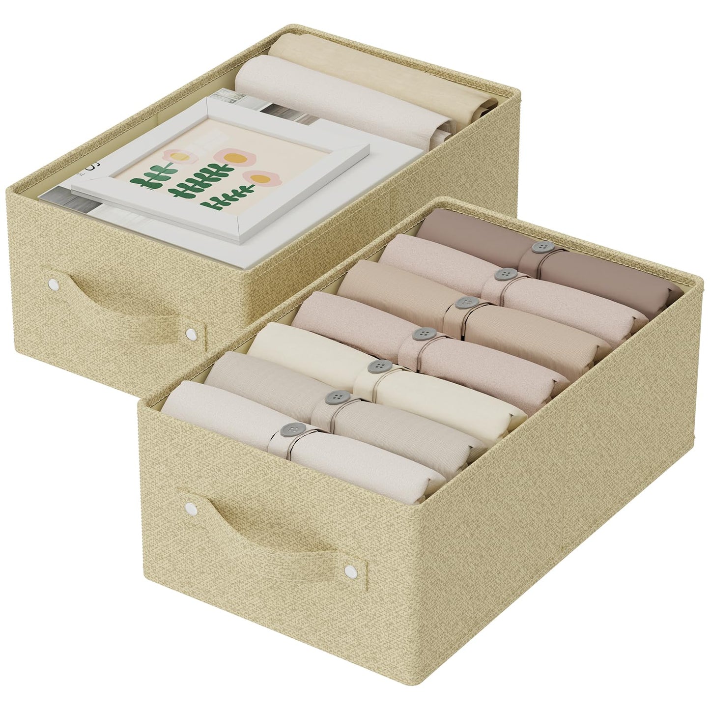 ENUMAIL Washable Open Storage Bins,Grey and Beige,41x25x16.5cm,2 Pack