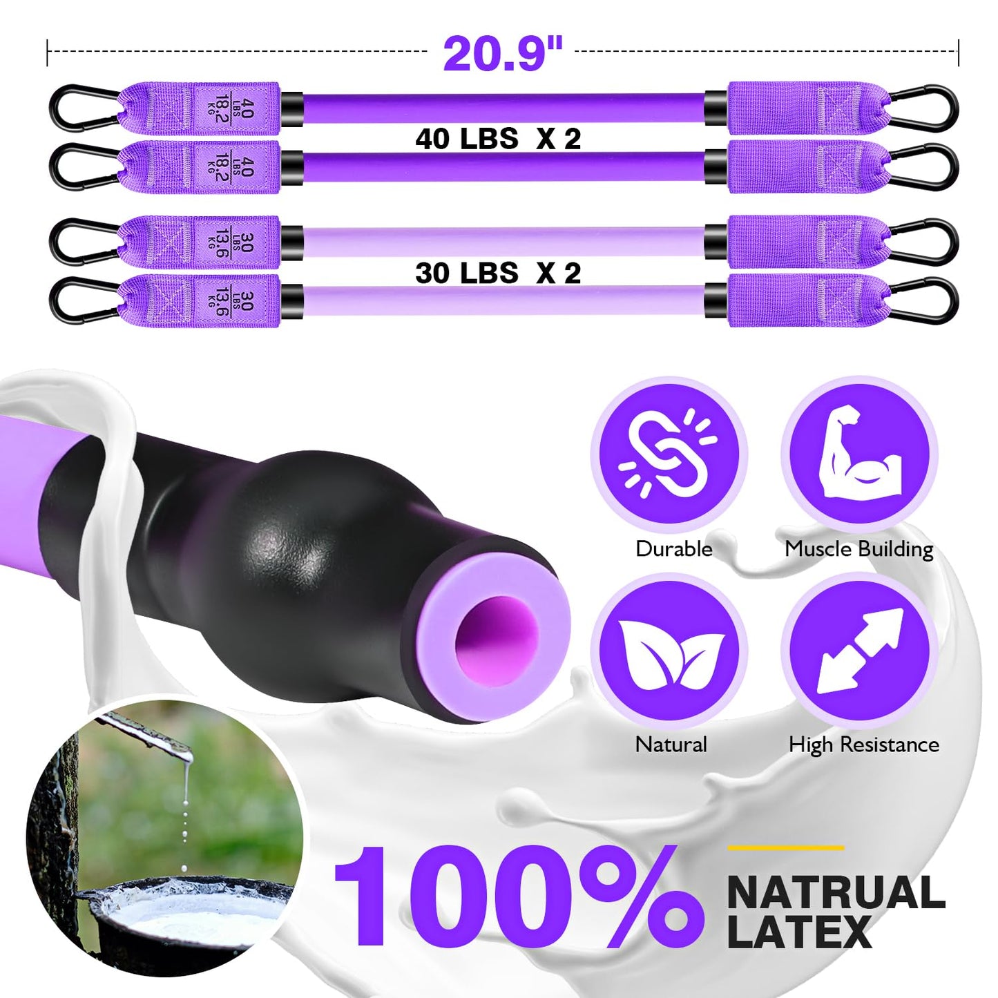 Pilates Equipment, Pilates Bar Kit with Resistance Bands, Adjustable Multifunctional Pilates Workout Equipment for Men & Women, Portable Pilates Bar