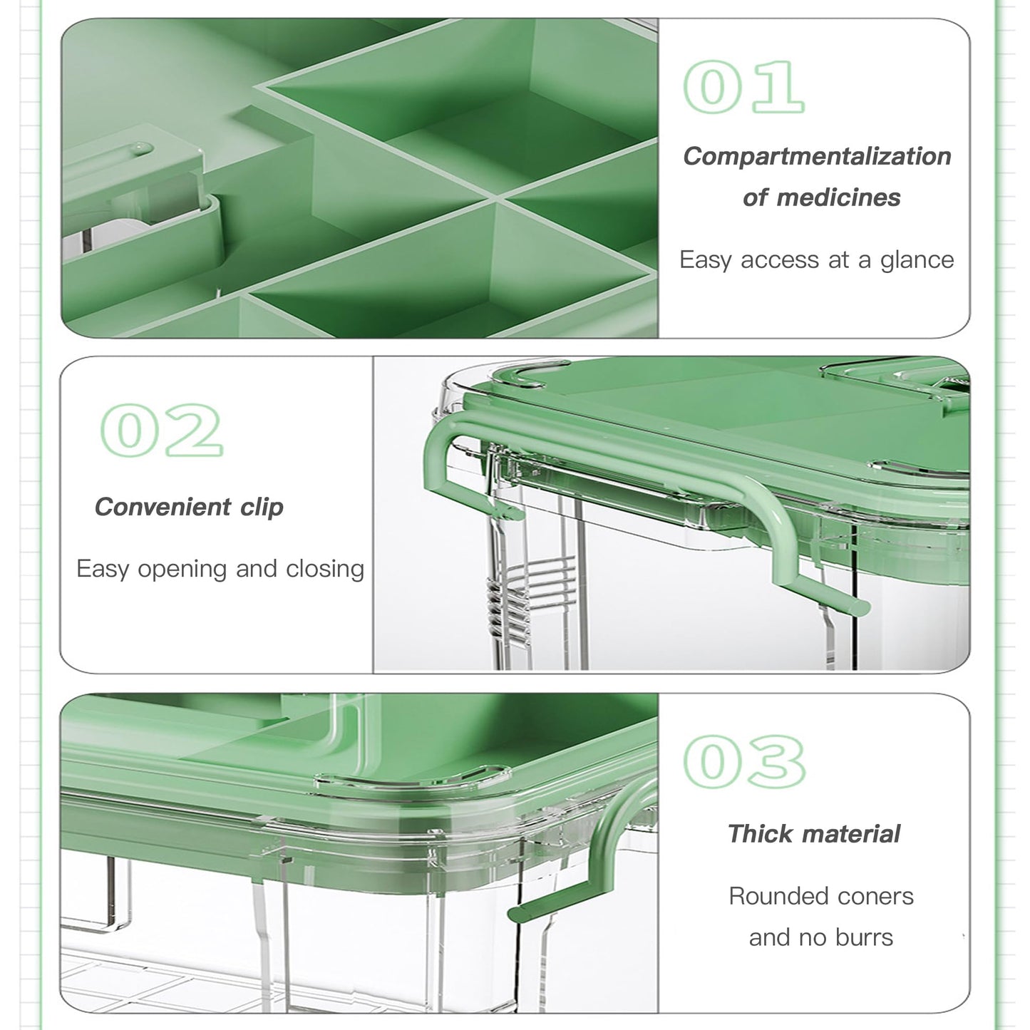 Medicine Storage Box, Medicine Container Box, First Aid Box Household Medicine Container For Medicine Storage, 2-Layer Multi Grid Medicine Box