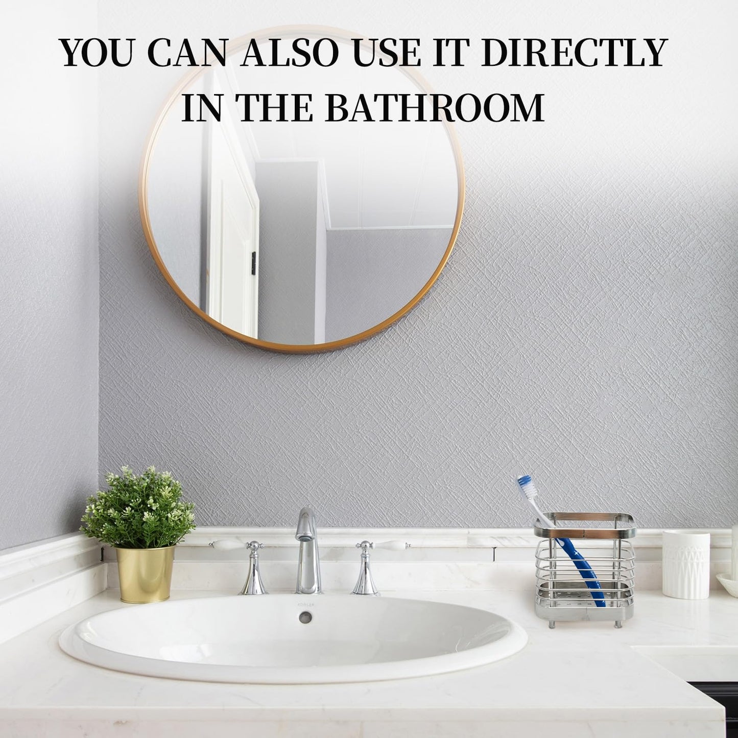 Wall-Mounted Toothbrush Holder for Bathroom - Stainless Steel with Drain Holes & Adhesive Hooks | Space-Saving Bathroom Toothbrush Holders, Silver