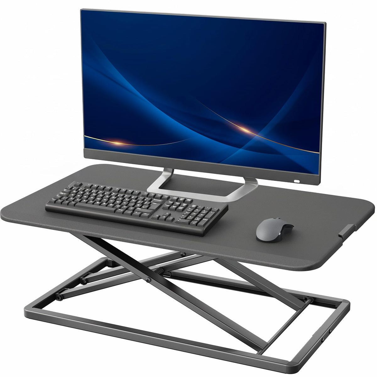 VIVO Economy Single Top Height Adjustable 29 inch Standing Desk Converter, Sit Stand Tabletop Monitor and Laptop Riser Platform Workstation