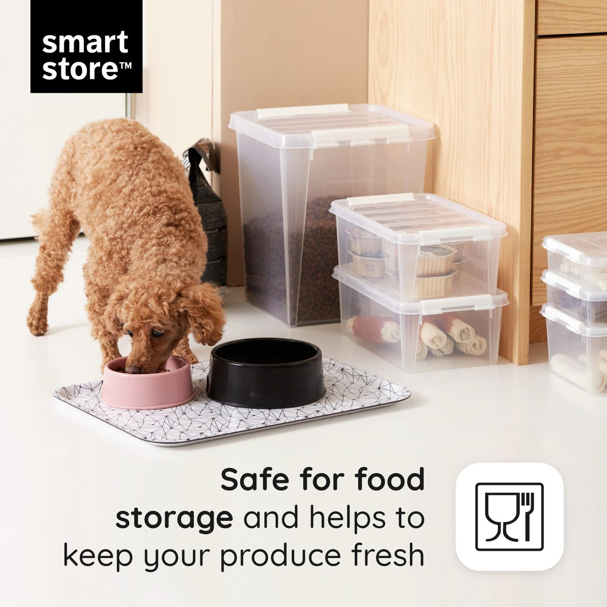 SmartStore 3.5L Small Plastic Storage Boxes with Lids - Set of 8 - Transparent - Stackable and Nestable - 10 Year Guarantee- Food Safe and BPA Free