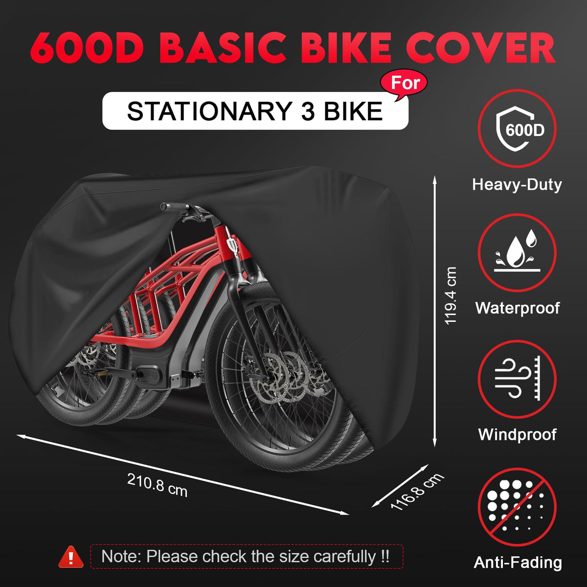 Zettum Bike Cover - 600D PU Coating Stationary & Outdoor Bike Cover for Mountain & Road Bikes & Scooters - Waterproof & Heavy Duty