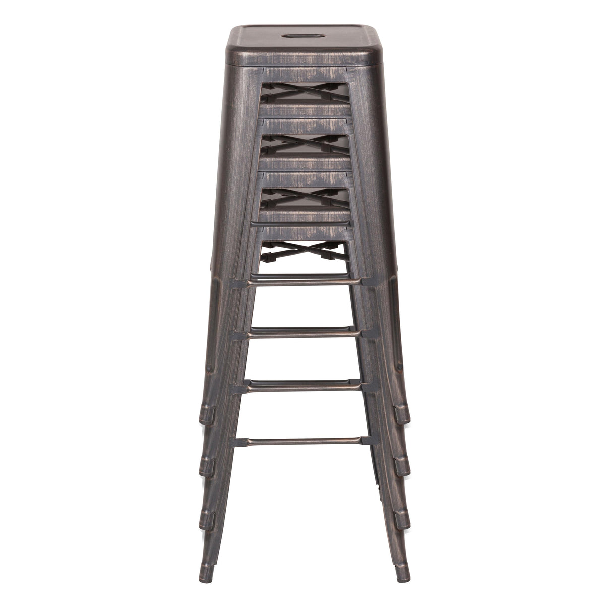 hjh OFFICE Vantaggio High 645035 Bar Stool Metal Black/Gold Retro Industrial Design Stackable